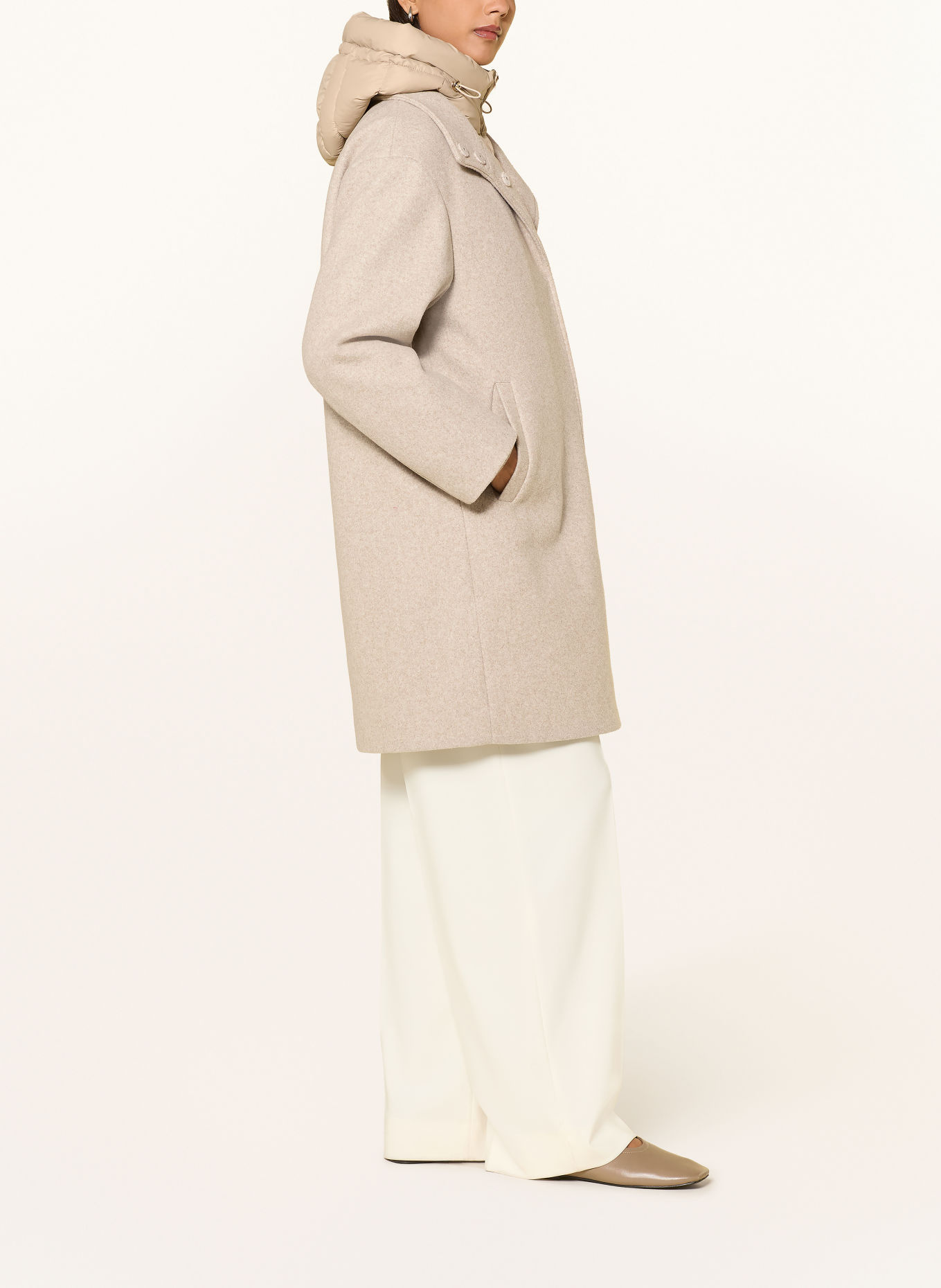 RINO & PELLE OMRI coat with removable collar: BEIGE