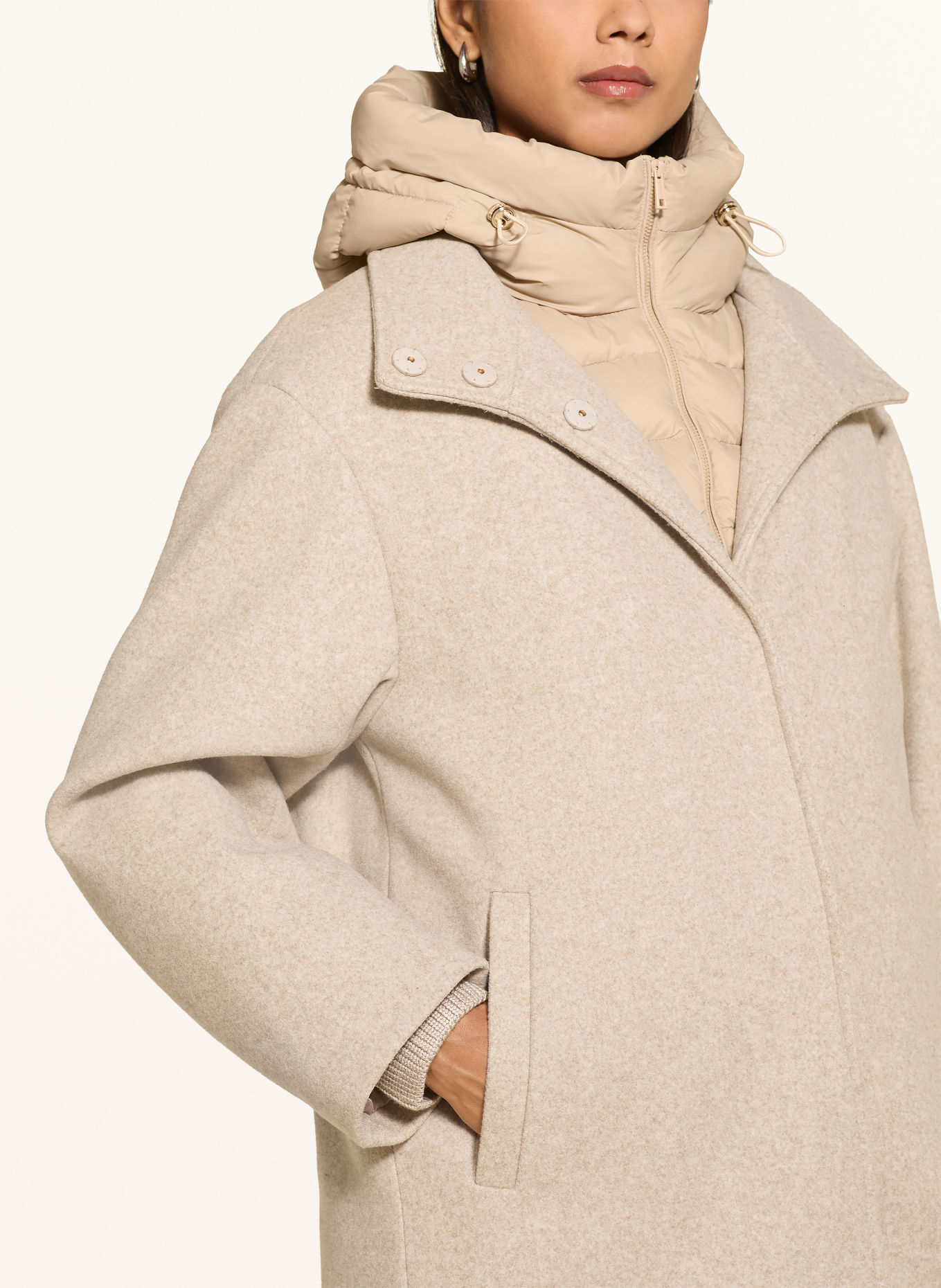 RINO & PELLE OMRI coat with removable collar: BEIGE