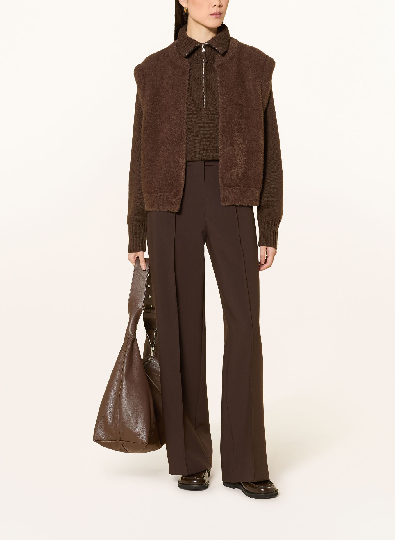 RINO & PELLE ELONA Knit Vest: DARK BROWN