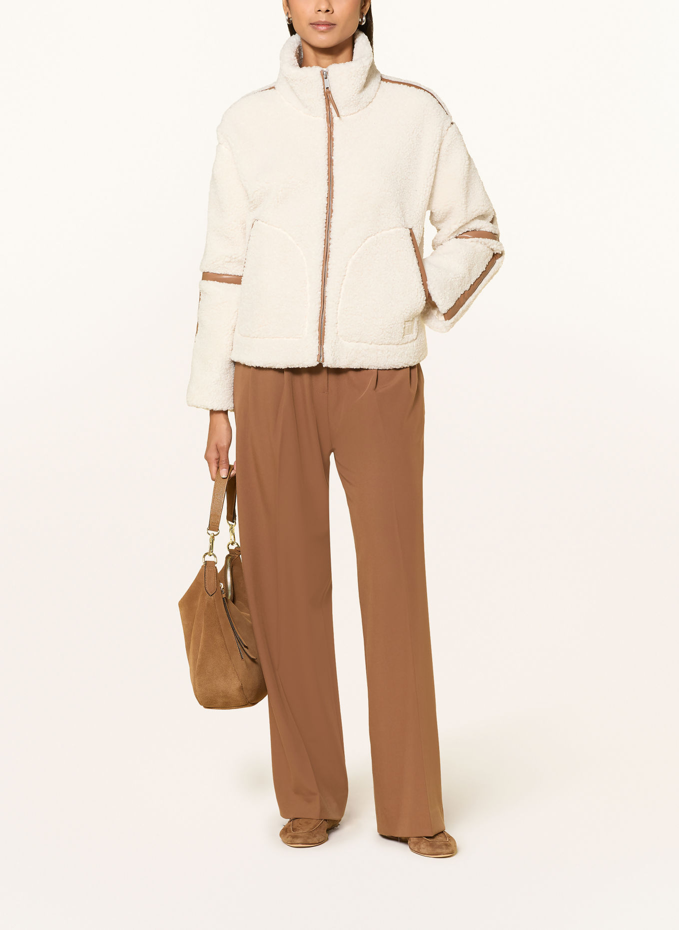 RINO & PELLE JAYDEE Teddy Fur Jacket: CREAM / BROWN