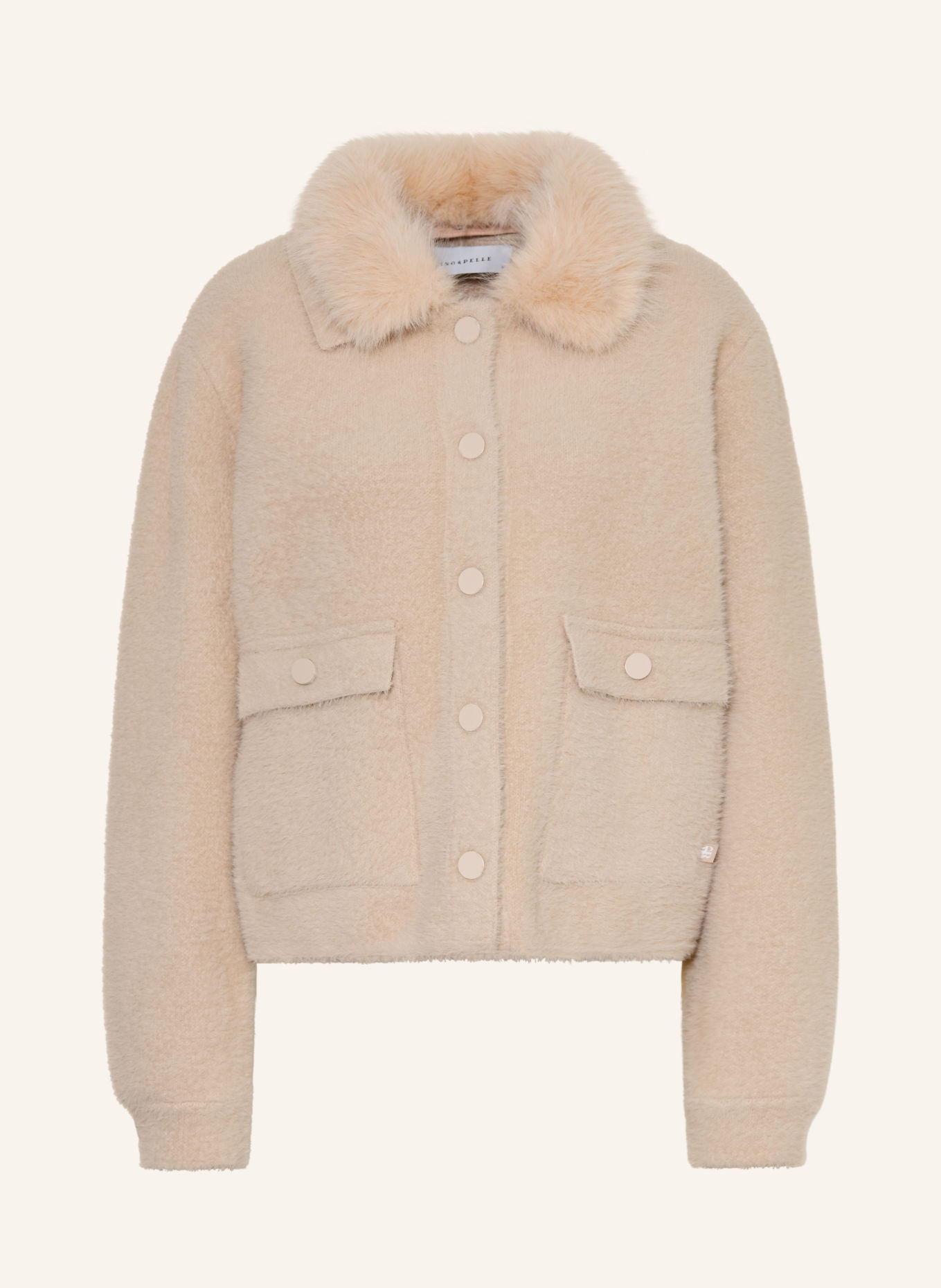 RINO & PELLE NIA Cardigan with Detachable Faux Fur: BEIGE