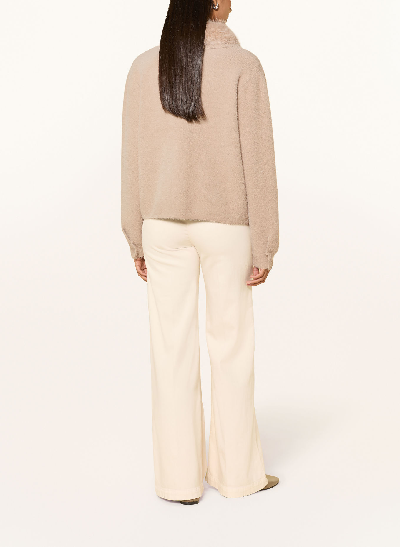 RINO & PELLE NIA Cardigan with Detachable Faux Fur: BEIGE