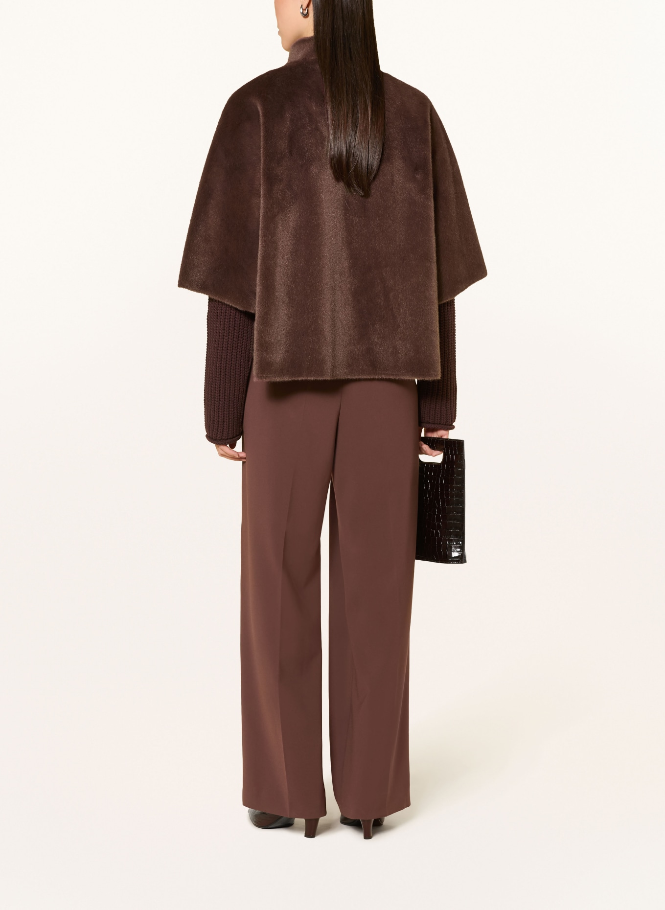 RINO & PELLE Faux Fur Cape DEWI: DARK BROWN