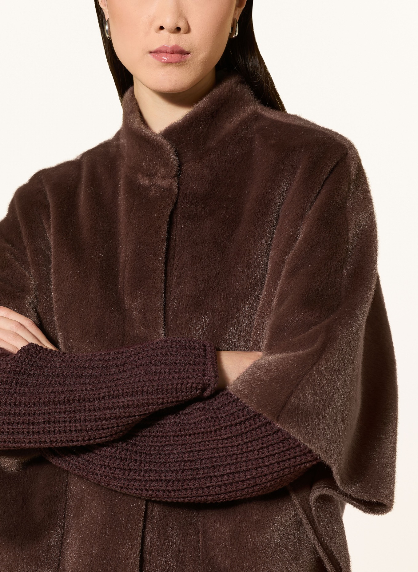 RINO & PELLE Faux Fur Cape DEWI: DARK BROWN