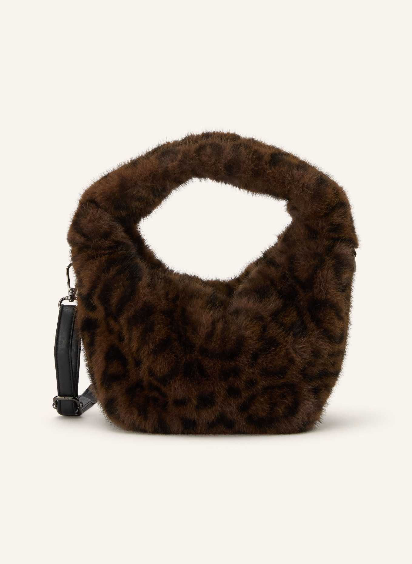 RINO & PELLE CHERYL Faux Fur Shoulder Bag: DARK BROWN / BLACK
