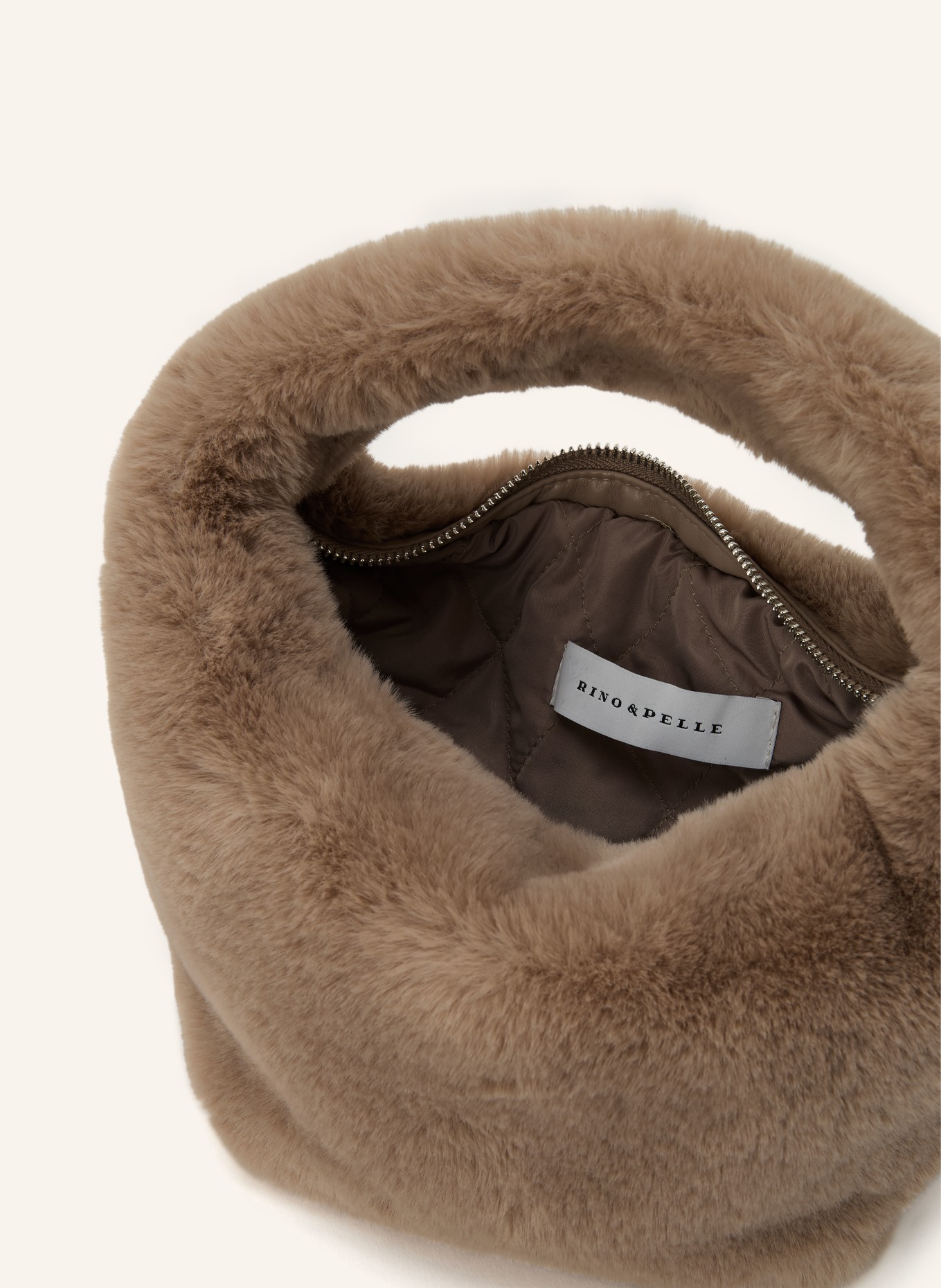 RINO & PELLE CHERYL Faux Fur Shoulder Bag: BEIGE