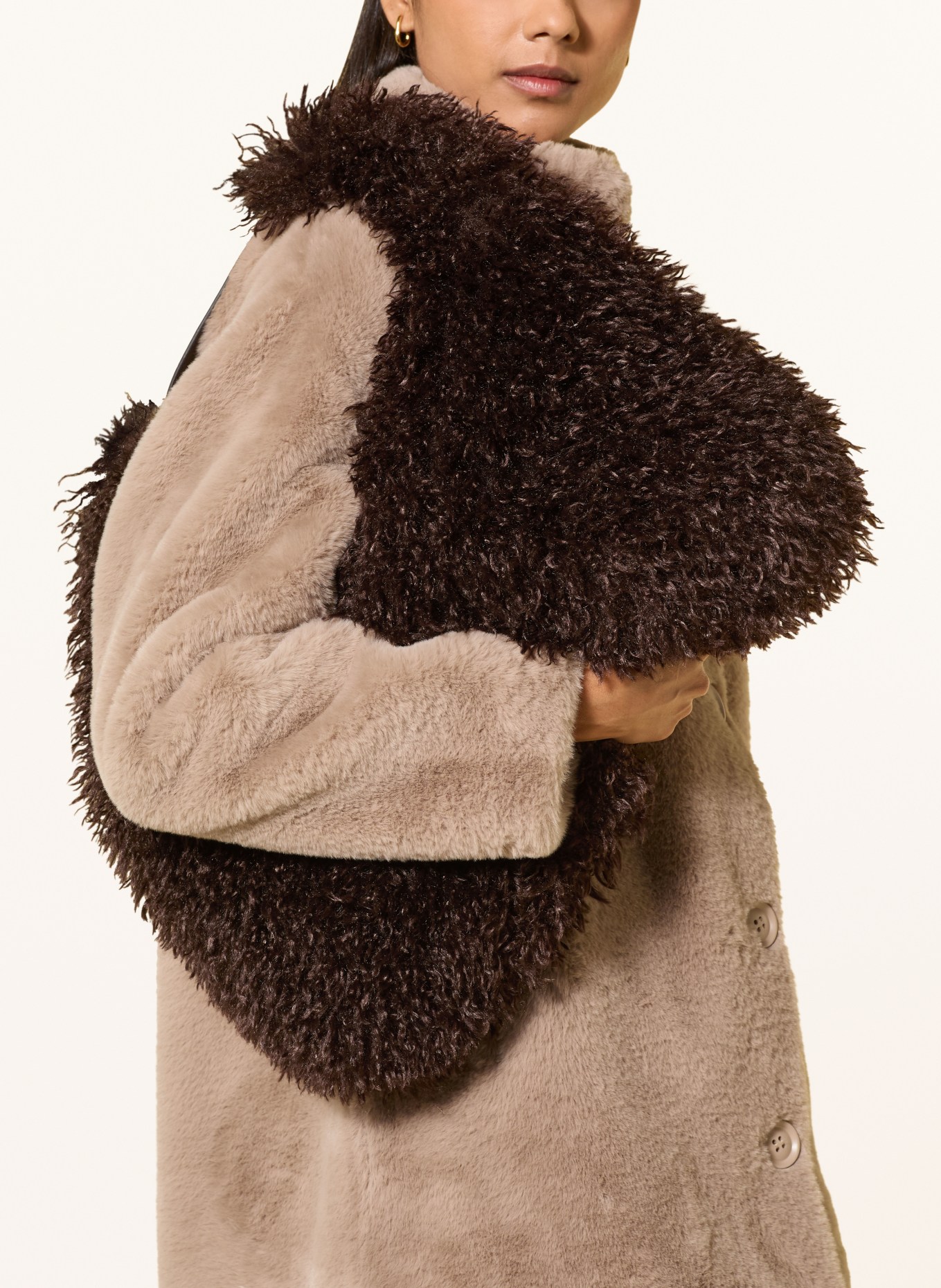 RINO & PELLE Schoudertas van kunstbont GUSTA: MARRON FONCÉ