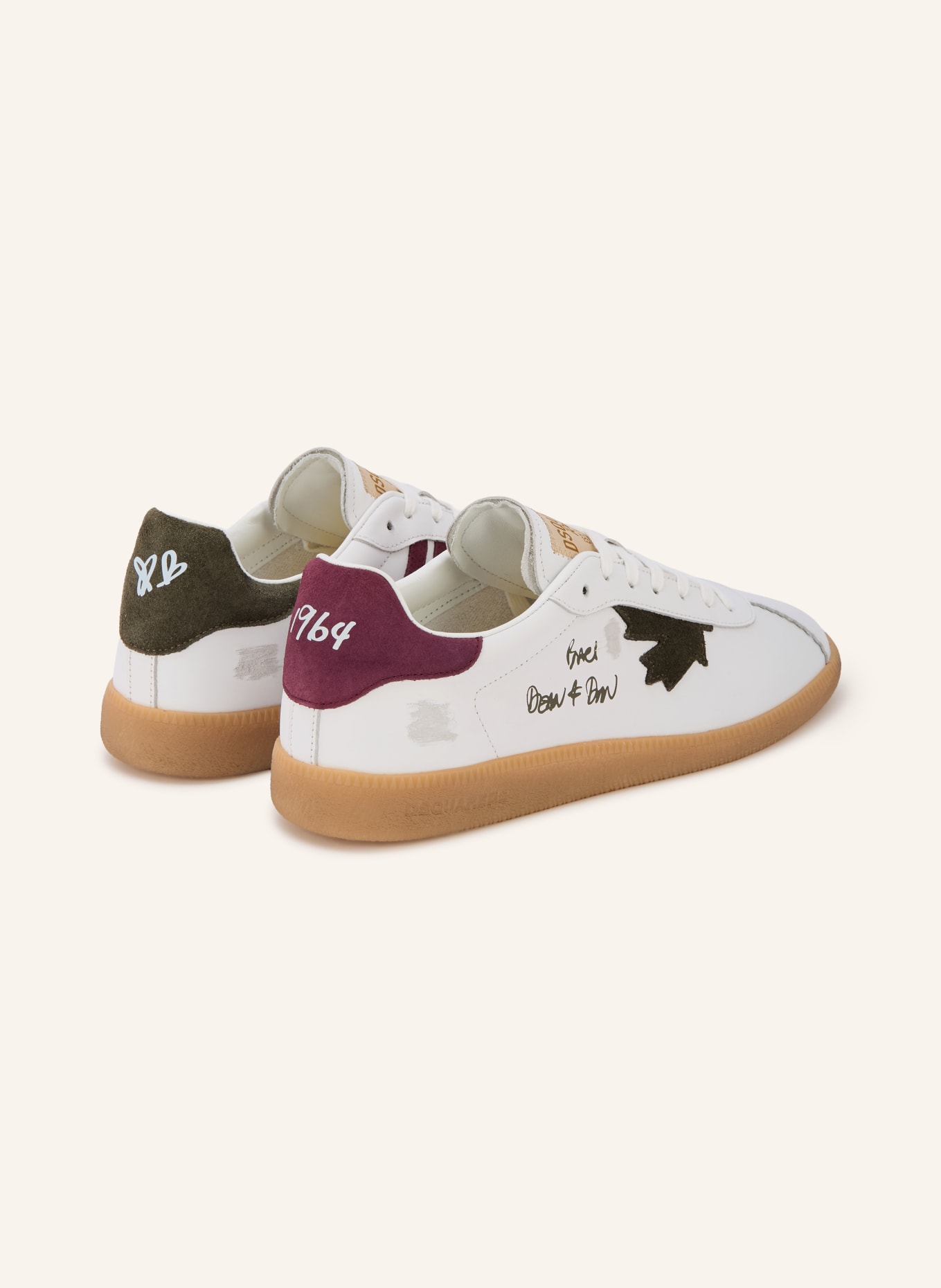 DSQUARED2 Sneakers: WIT / DONKERROOD / KAKI
