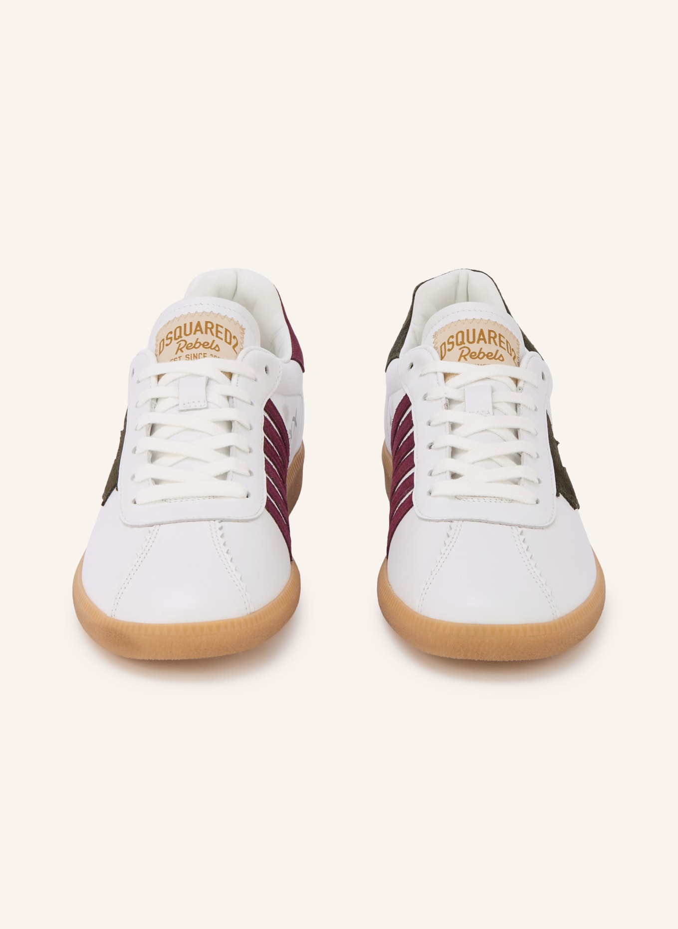DSQUARED2 Sneakers: WIT / DONKERROOD / KAKI