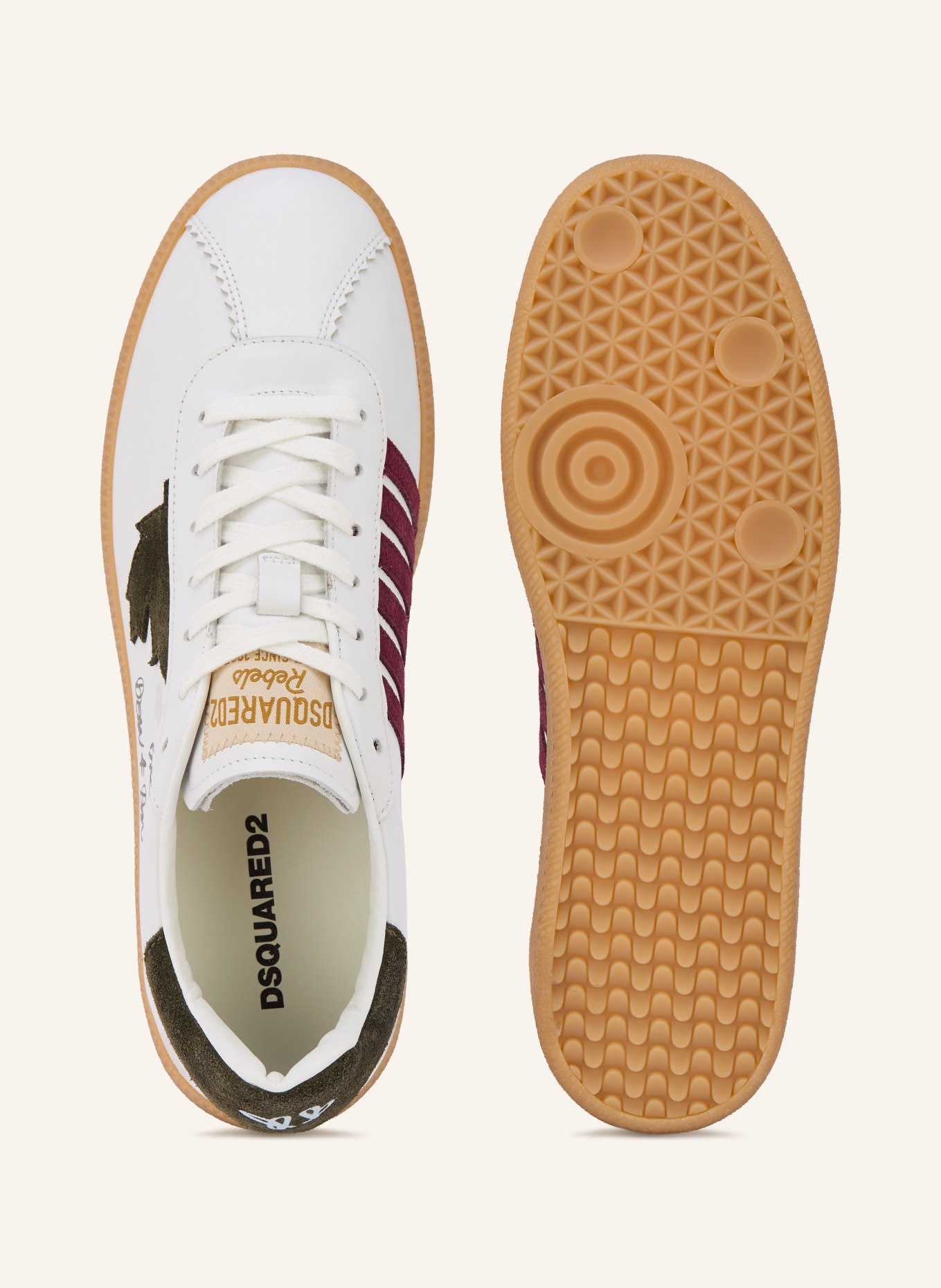 DSQUARED2 Sneakers: WIT / DONKERROOD / KAKI