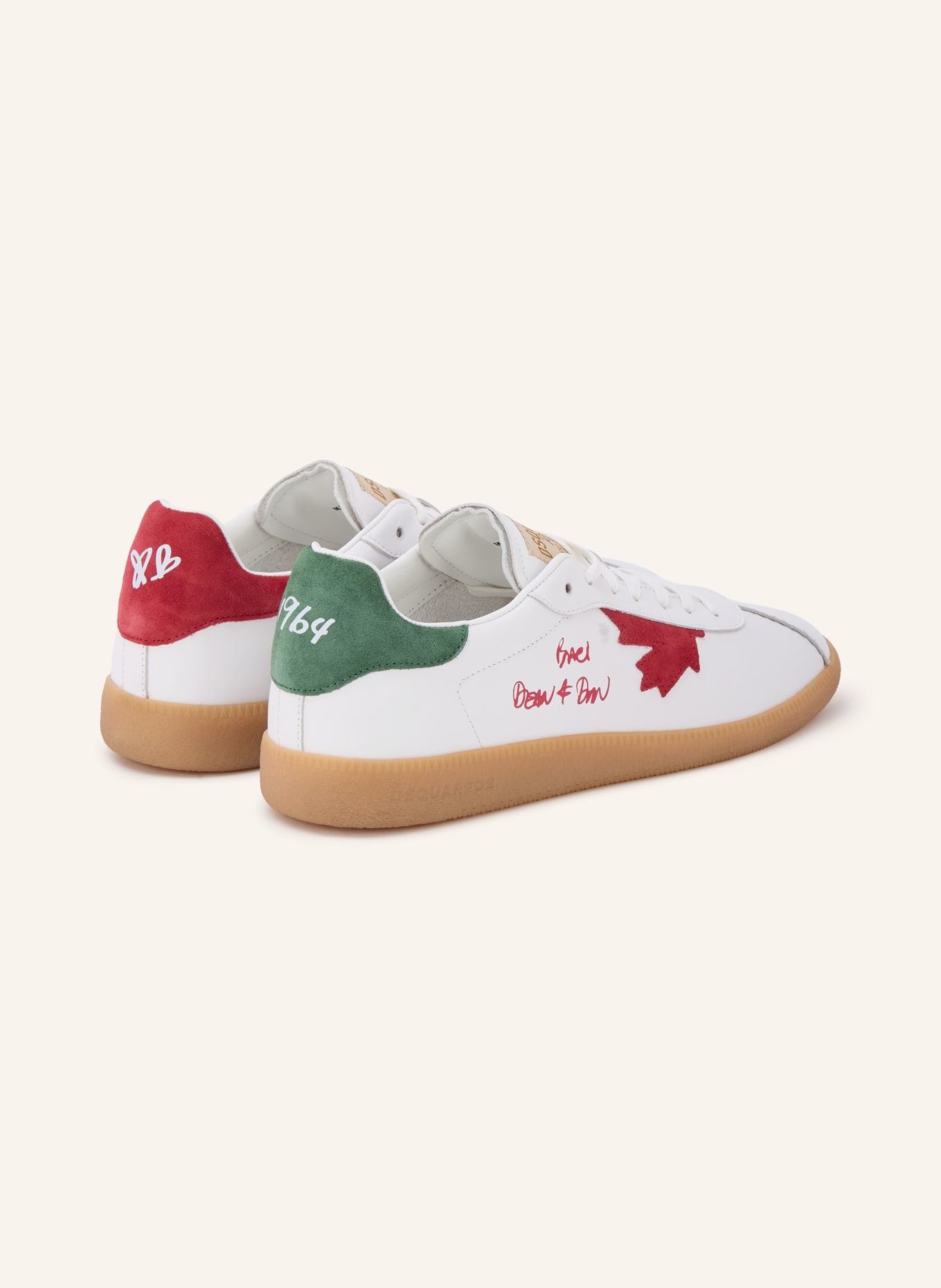DSQUARED2 Sneaker: WEISS / ROT / GRÜN
