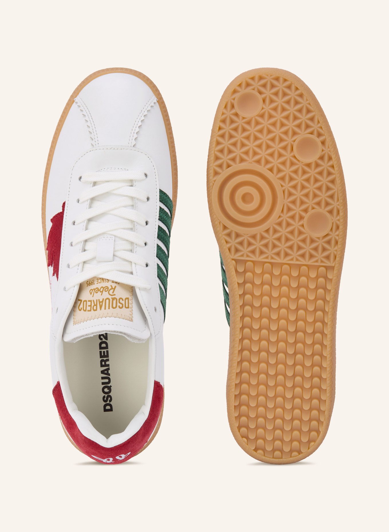 DSQUARED2 Sneaker: WEISS / ROT / GRÜN