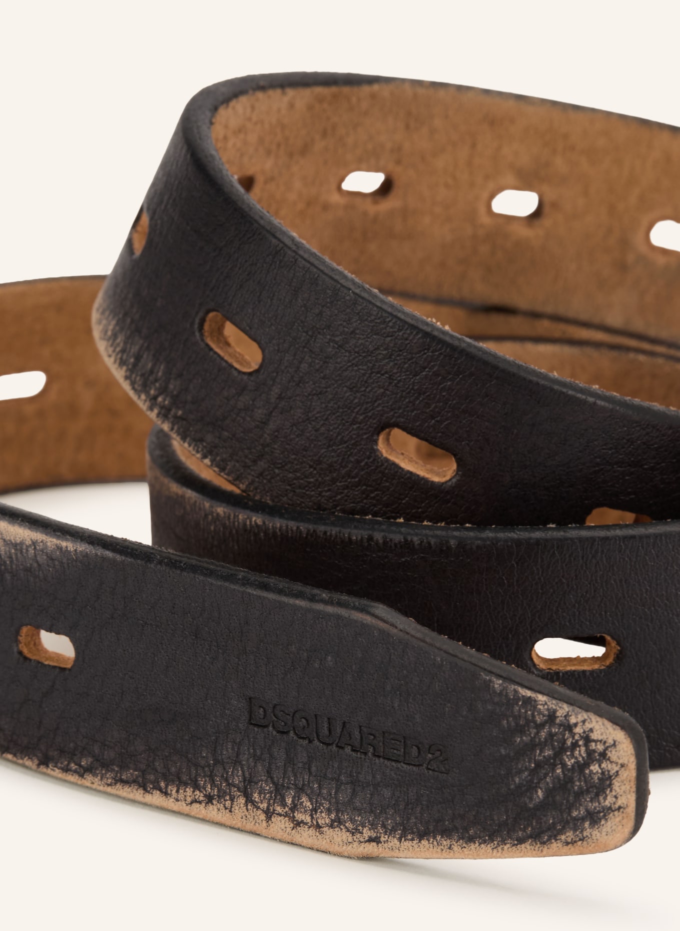 DSQUARED2 Ledergürtel: DUNKELBRAUN / GOLD / HELLBRAUN
