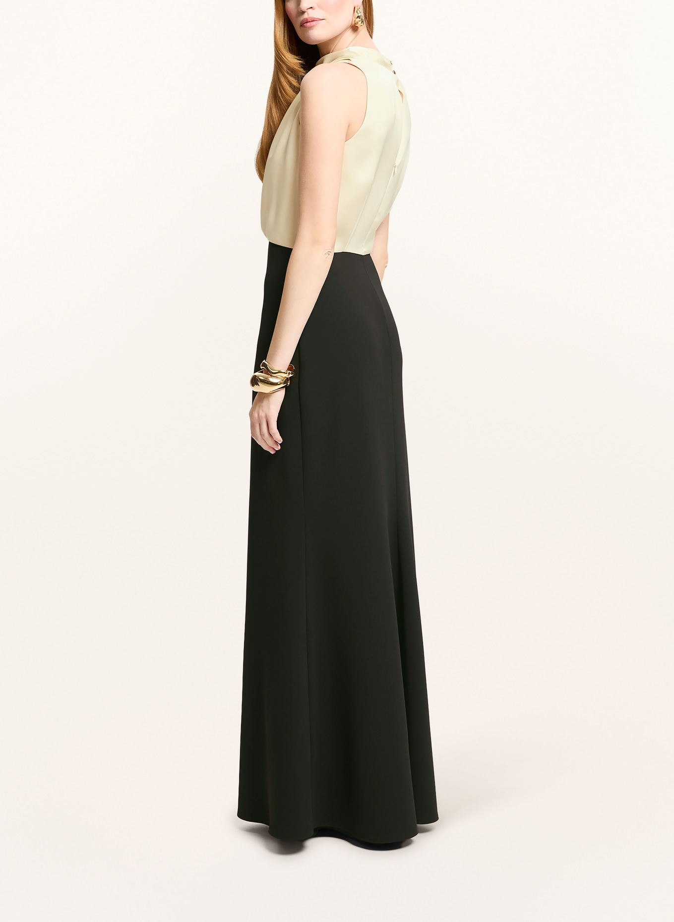 SWING Robe de soirée en mélange de matières: NOIR / CRÈME