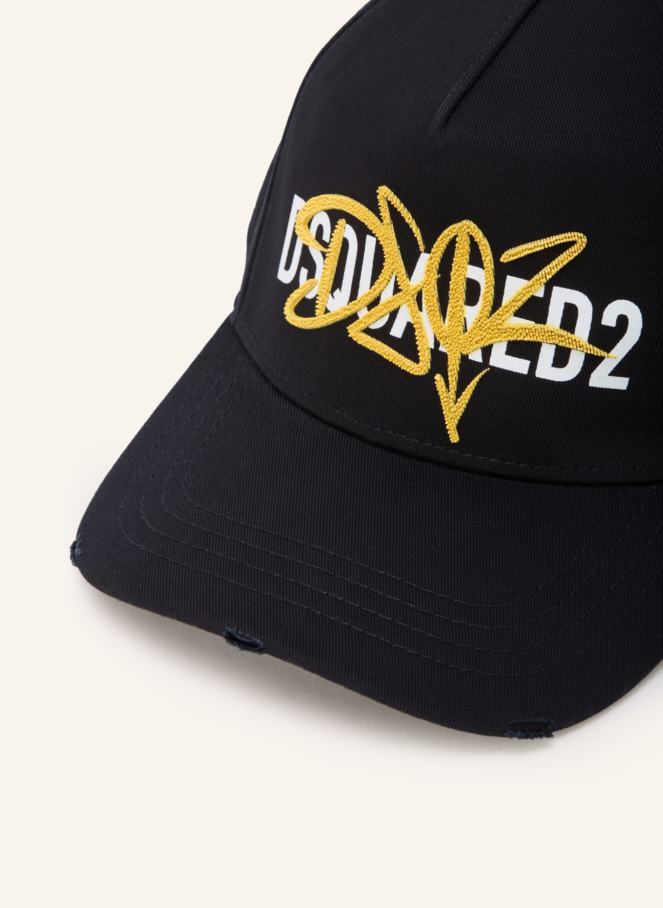 DSQUARED2 Cap: SCHWARZ / DUNKELGELB / WEISS