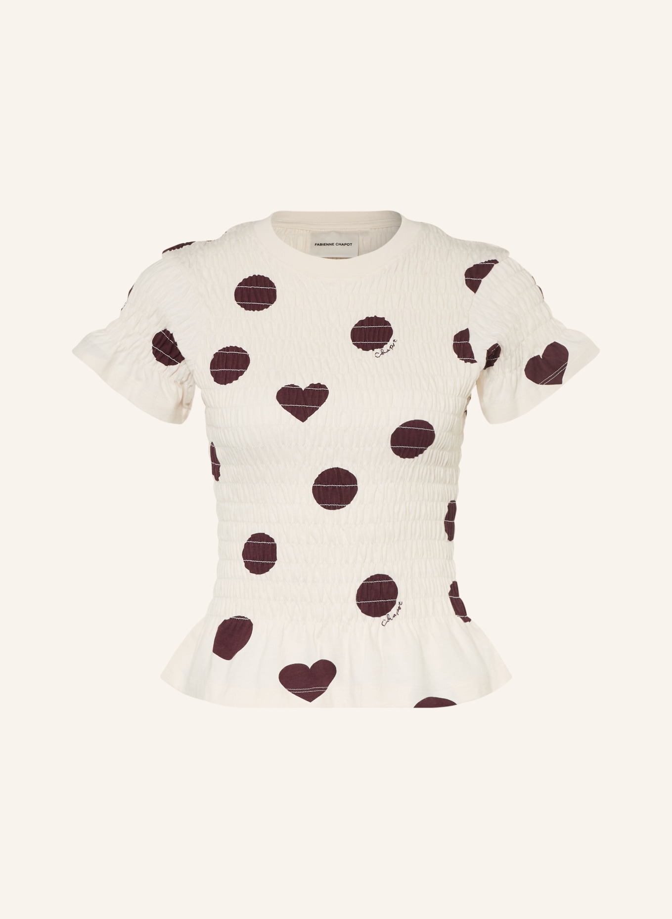 FABIENNE CHAPOT T-shirt CARMEN: CRÈME / MARRON FONCÉ
