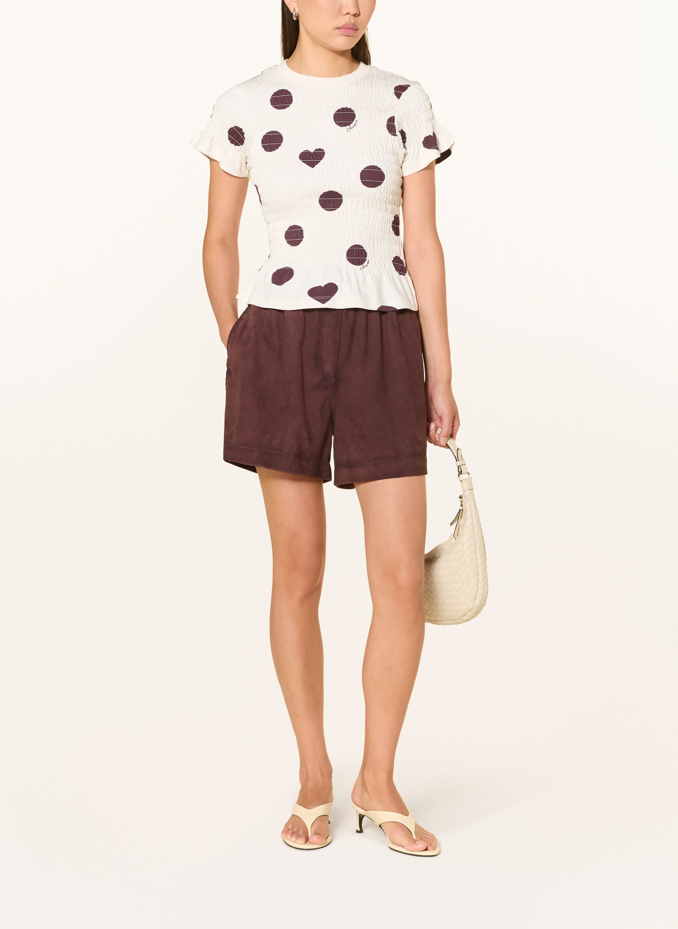 FABIENNE CHAPOT T-shirt CARMEN: CRÈME / MARRON FONCÉ