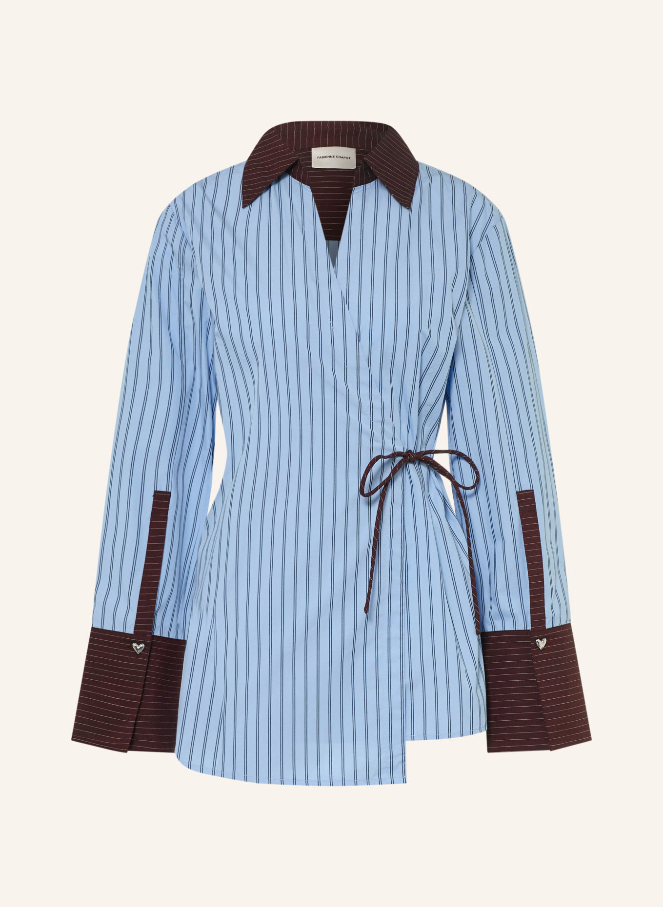 FABIENNE CHAPOT Wrap-blus TAMAR: LJUSBLÅ / MÖRKBRUN / GRÄDDE