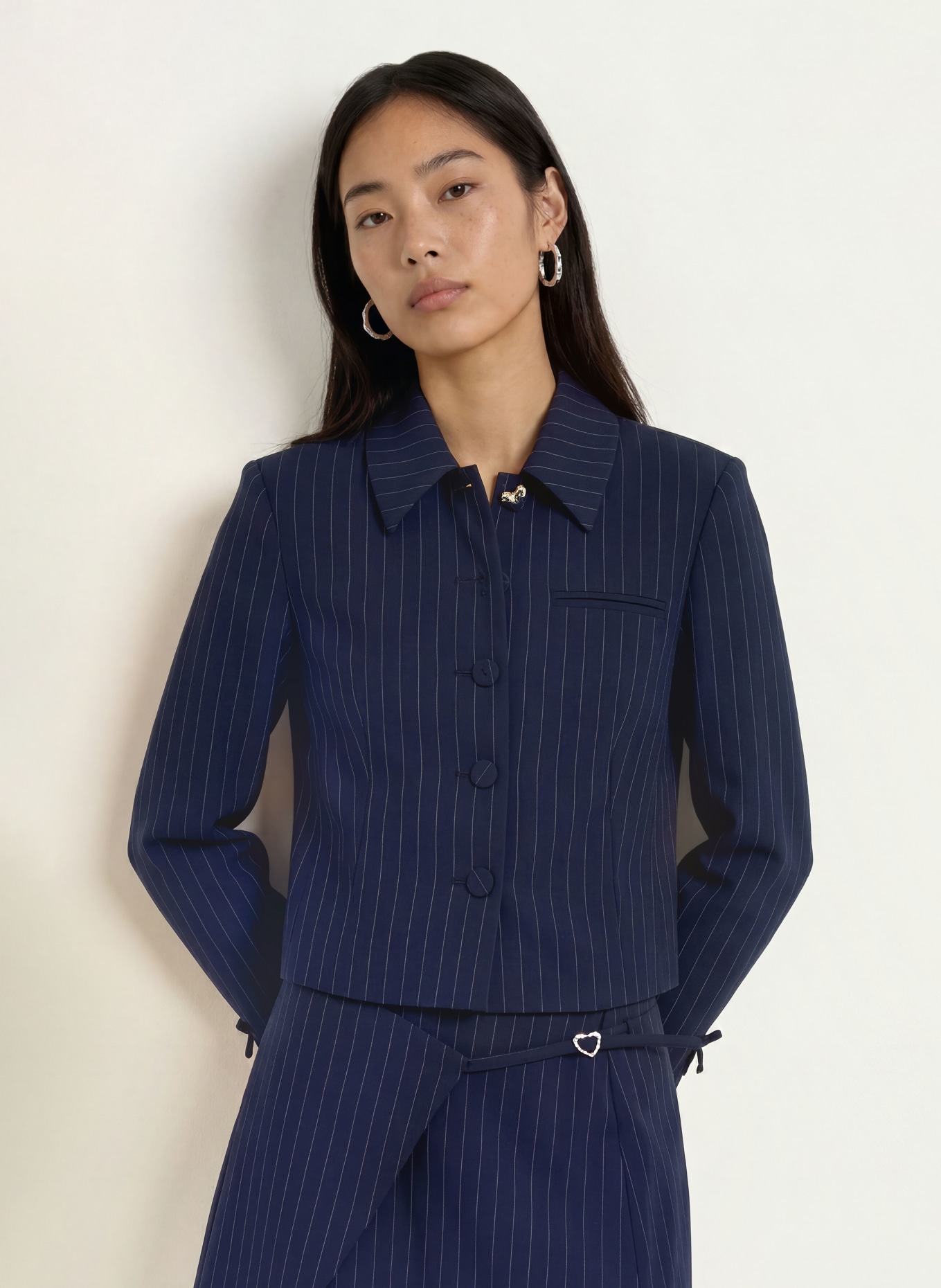 FABIENNE CHAPOT VITO Boxy jacket: DARK BLUE / WHITE