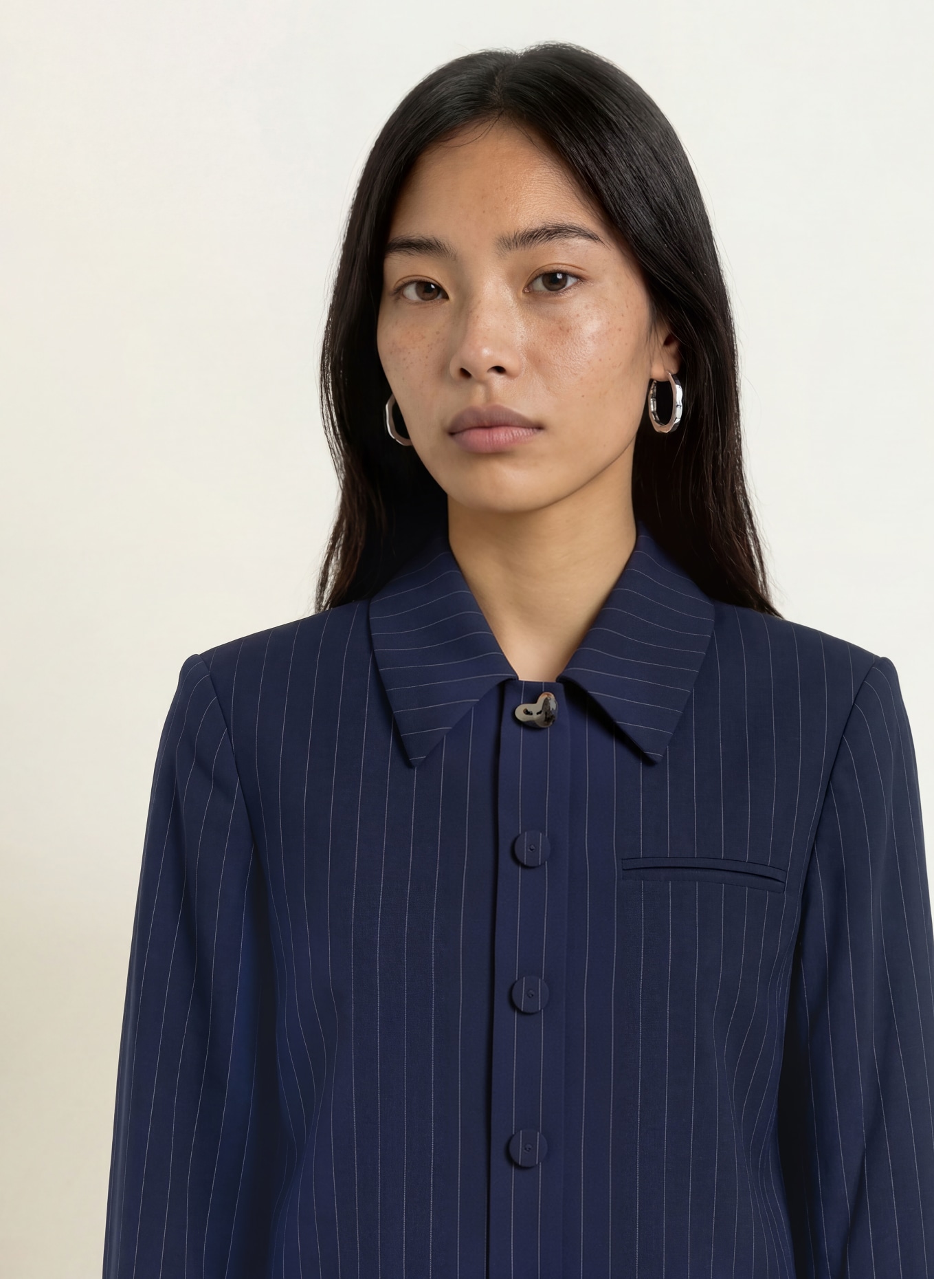 FABIENNE CHAPOT VITO Boxy jacket: DARK BLUE / WHITE