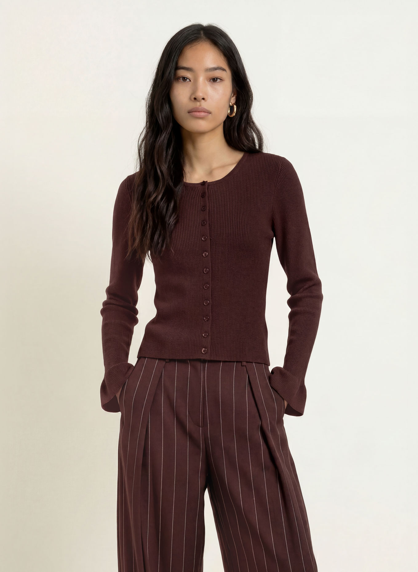 FABIENNE CHAPOT LILO Cardigan: DARK BROWN