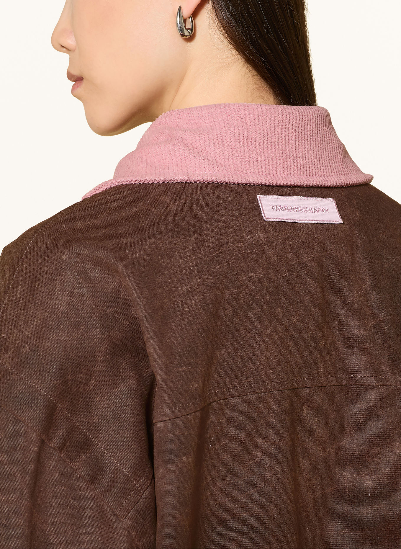 FABIENNE CHAPOT JAY Bomber jacket with Detachable Faux Fur: DARK BROWN / PINK