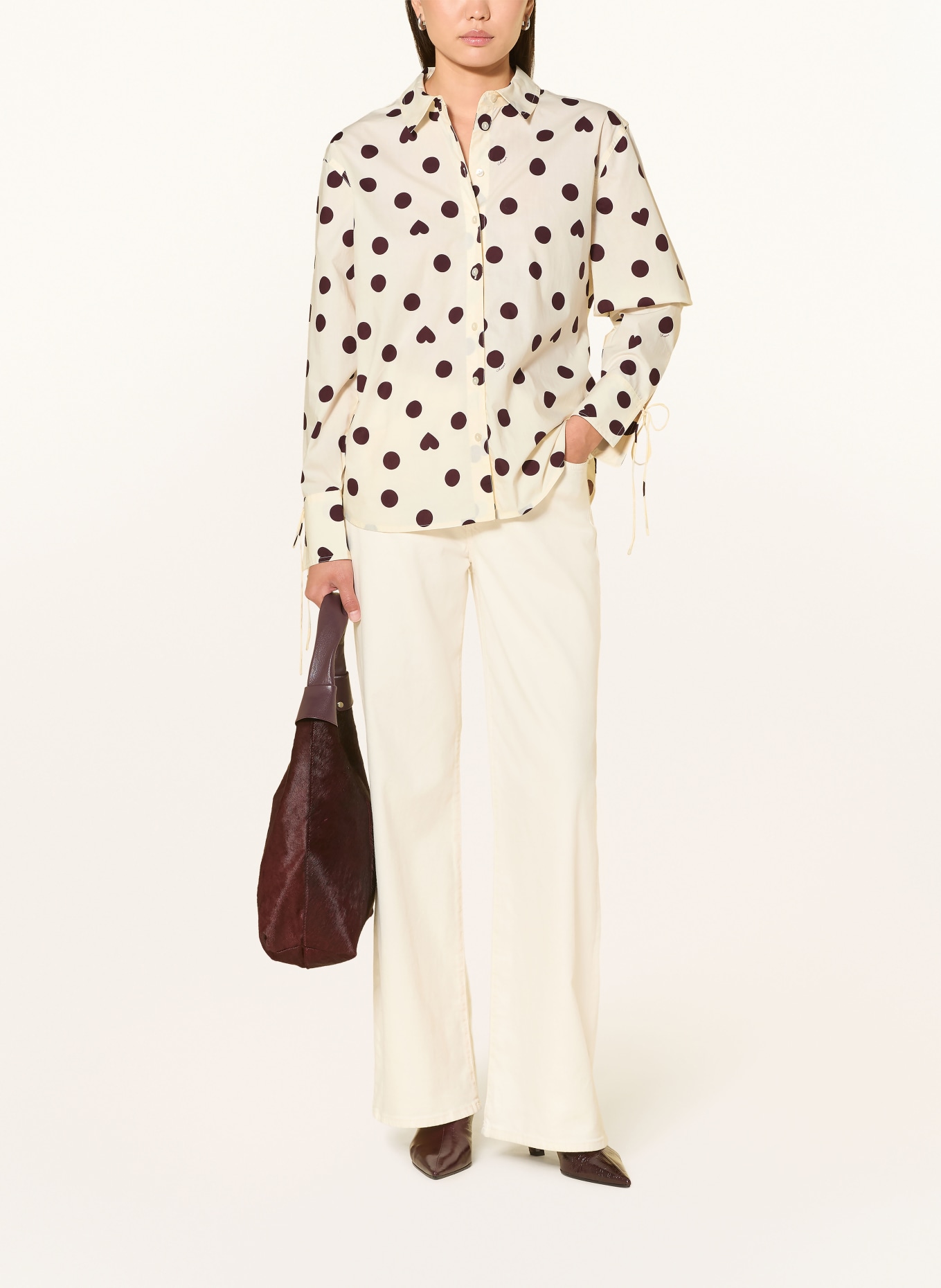 FABIENNE CHAPOT ADA Shirt blouse: CREAM / DARK BROWN
