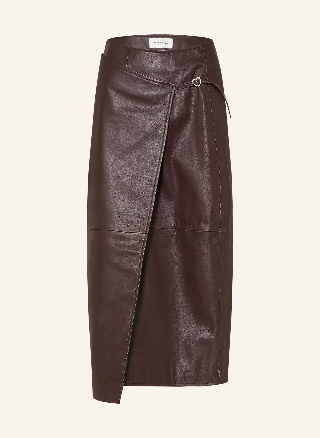 FABIENNE CHAPOT SONNY Leather Wrap Skirt: DARK BROWN