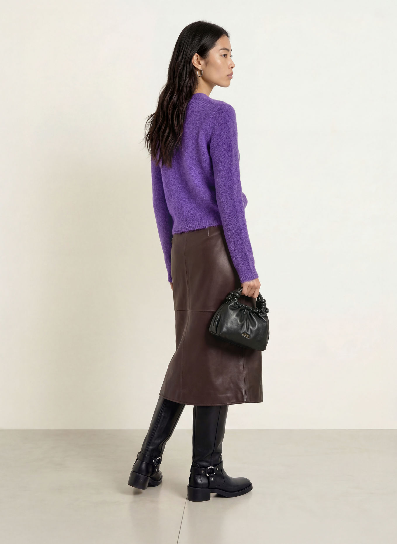 FABIENNE CHAPOT SONNY Leather Wrap Skirt: DARK BROWN