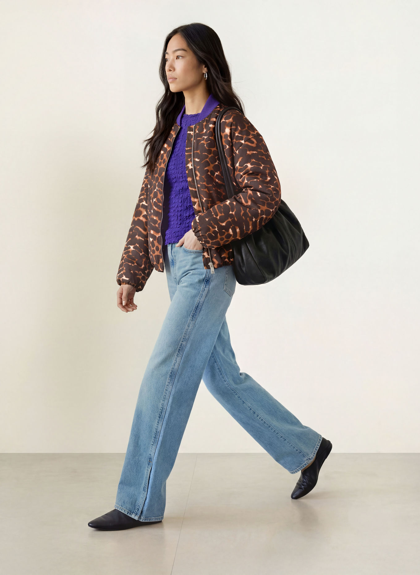 FABIENNE CHAPOT HERMI Bomber jacket: DARK BROWN / PURPLE