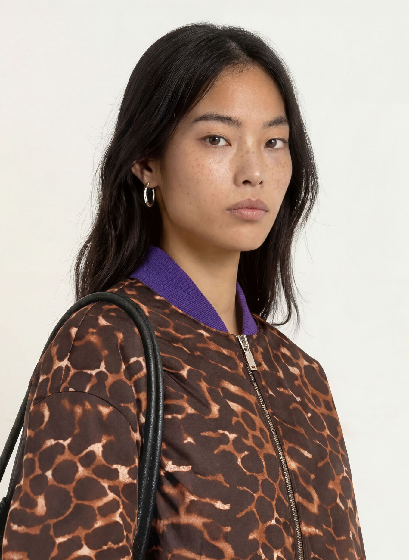 FABIENNE CHAPOT HERMI Bomber jacket: DARK BROWN / PURPLE