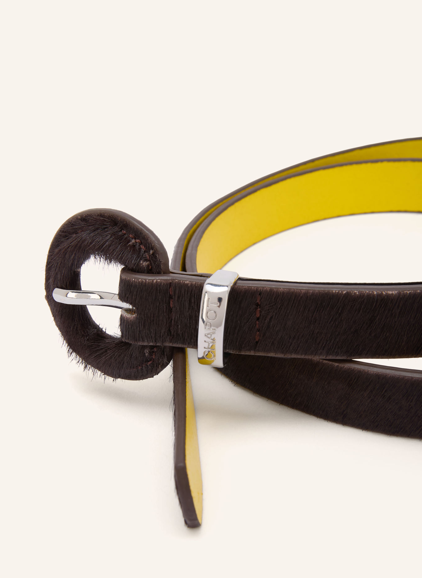FABIENNE CHAPOT Leren riem: MARRON FONCÉ / ZILVER