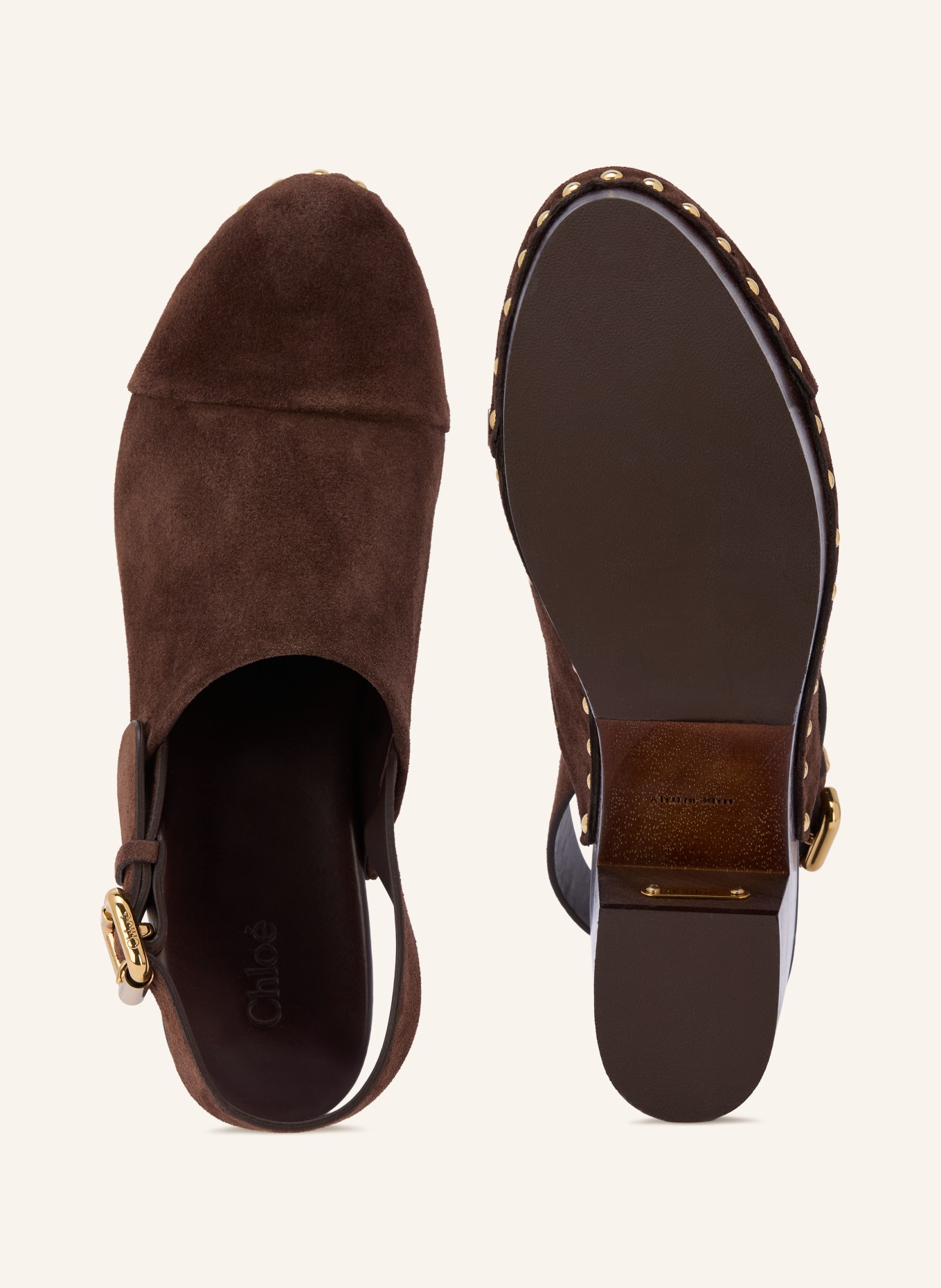 Chloé Clogs JEANNETTE mit Nieten: 27Z CHOCOLATE BROWN