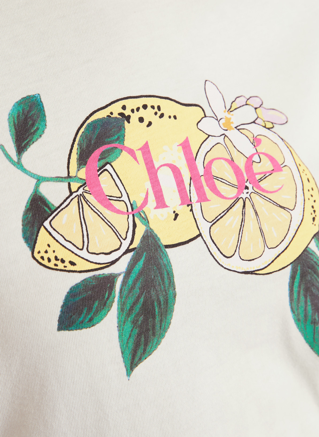 Chloé T-shirt: BLANC / ROSE FUCHSIA / JAUNE
