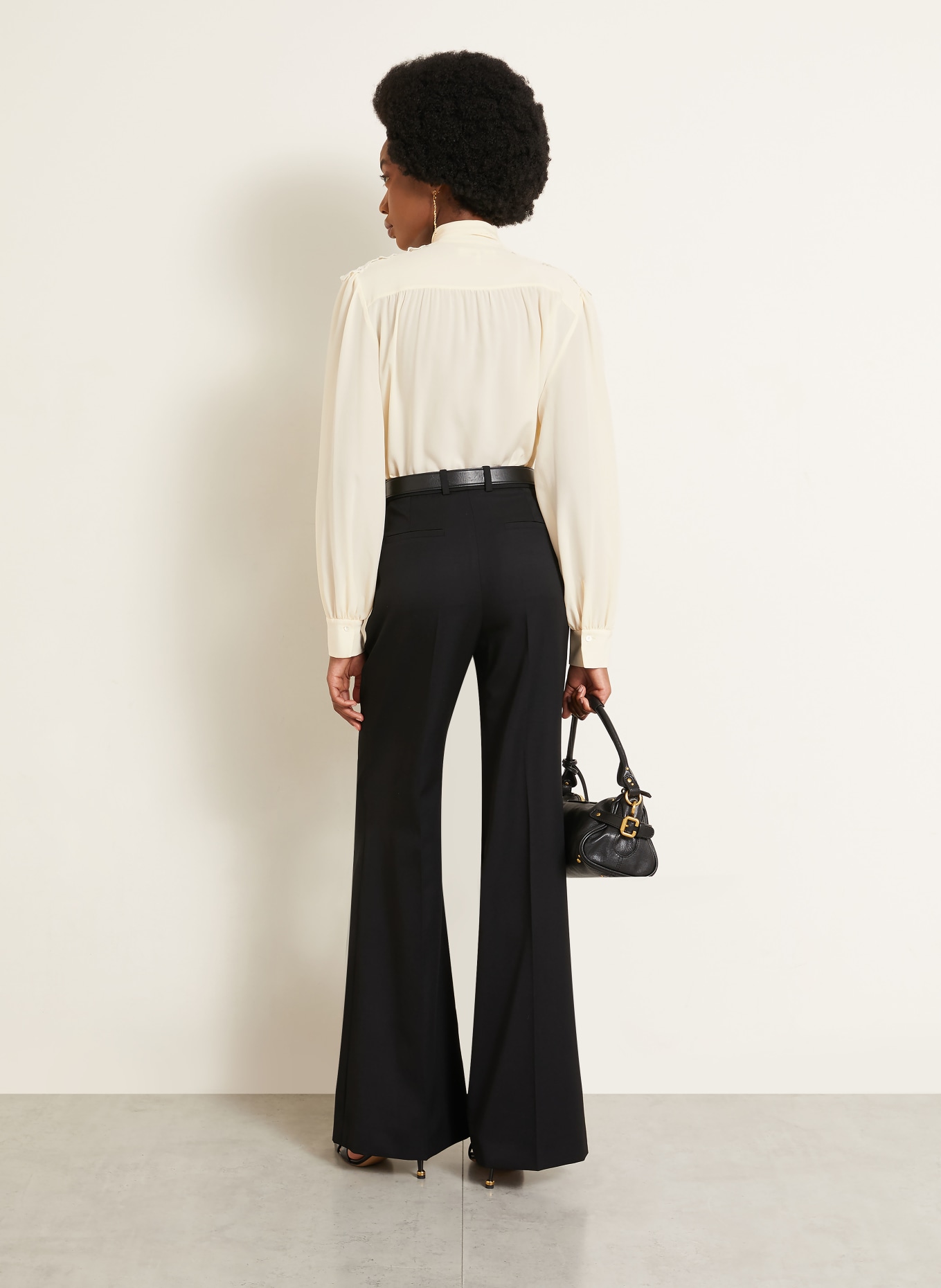 Chloé Blouse à lavallière en soie avec dentelle: BLANC