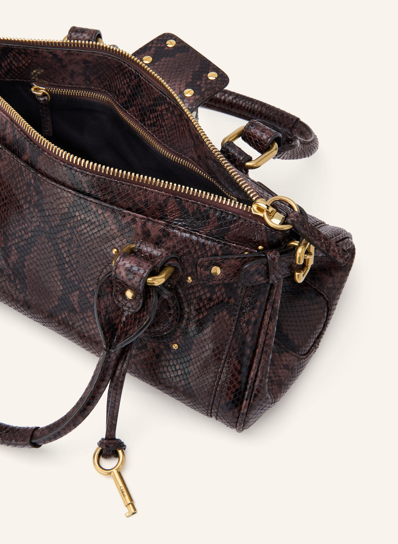 Chloé Handtasche PADDINGTON mit Nieten: 24X Kohl Brown