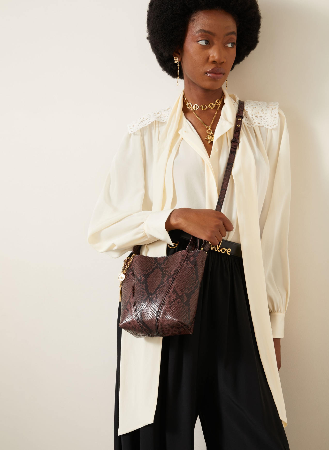 Chloé Geantă tip sac SPIN SMALL: 623 Rosewood