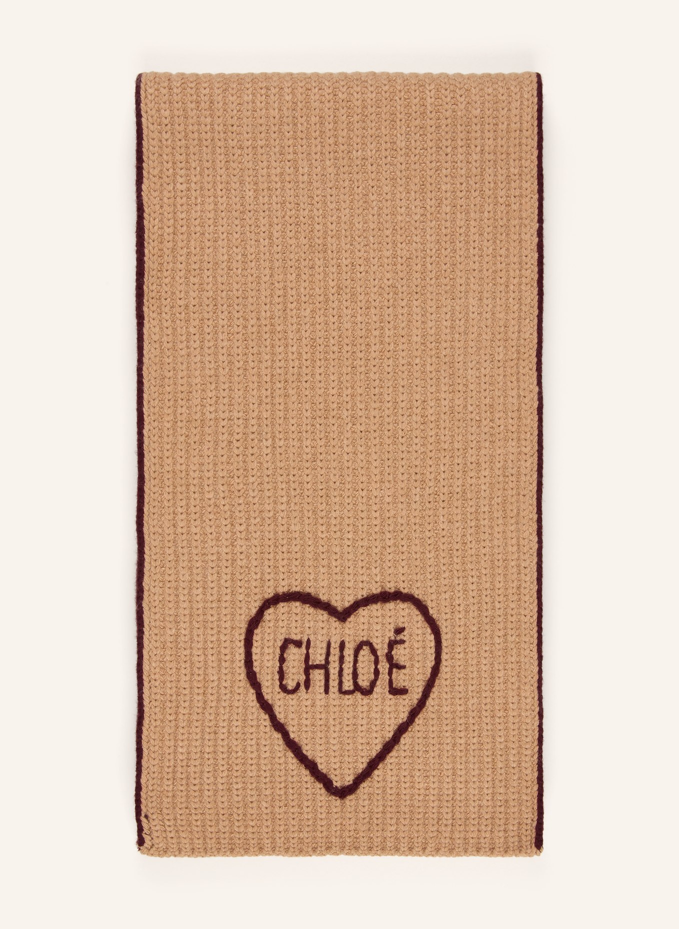 Chloé Sjaal met kasjmier: CAMEL / DONKERPAARS
