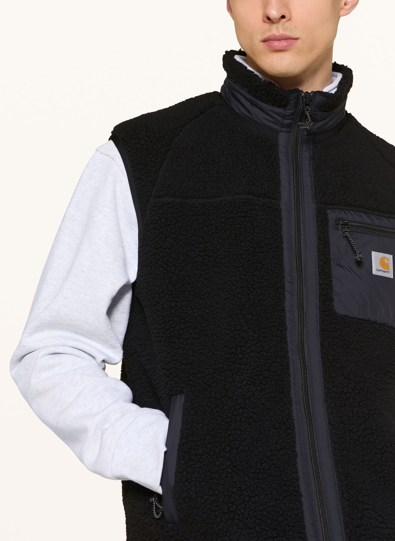 carhartt WIP Teddyfell-Weste PRENTIS: SCHWARZ