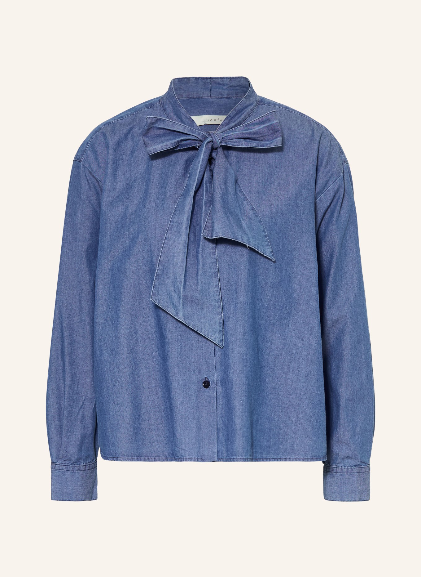 lilienfels Blouse à lavallière effet denim: BLEU