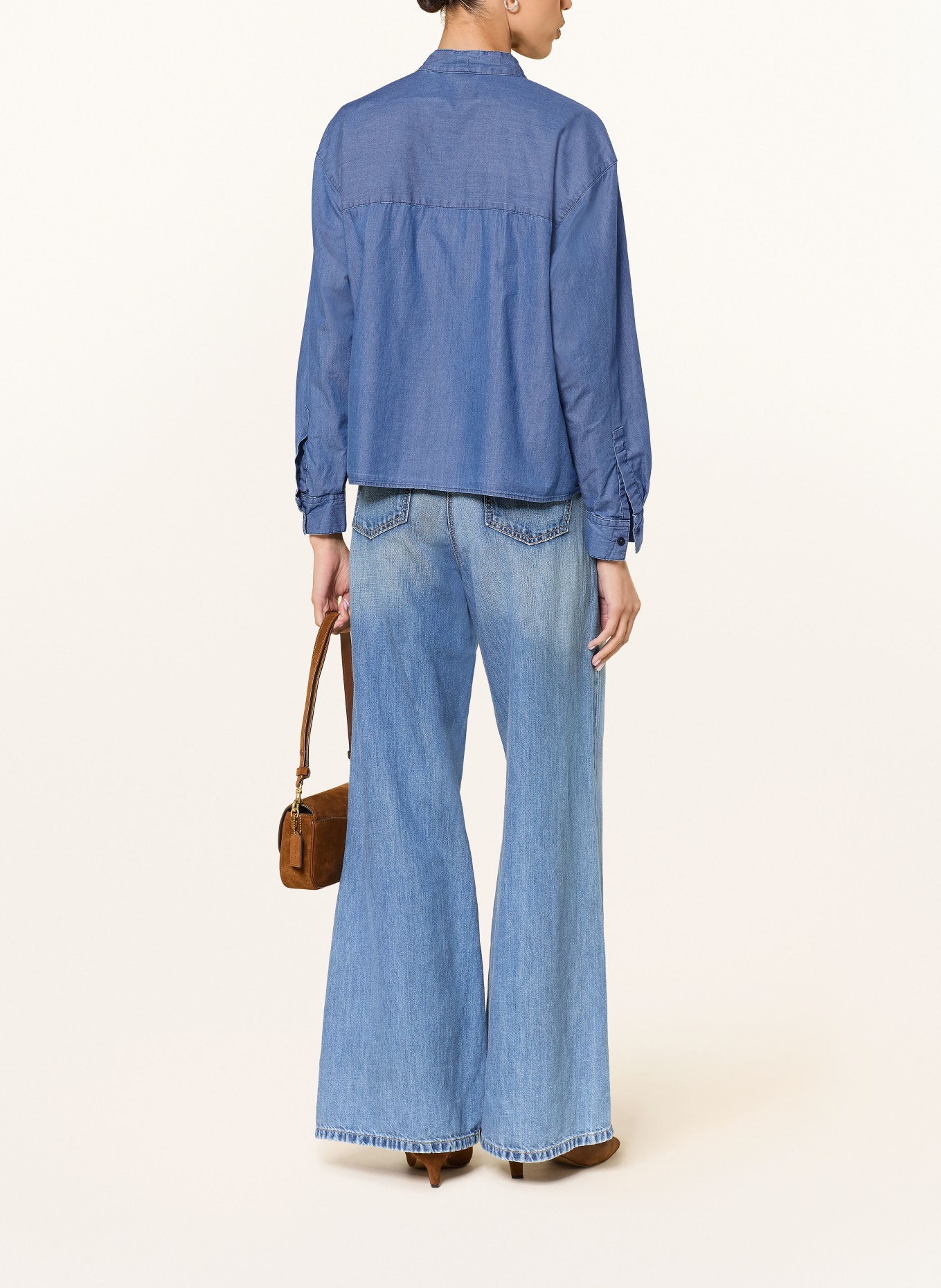 lilienfels Blouse à lavallière effet denim: BLEU
