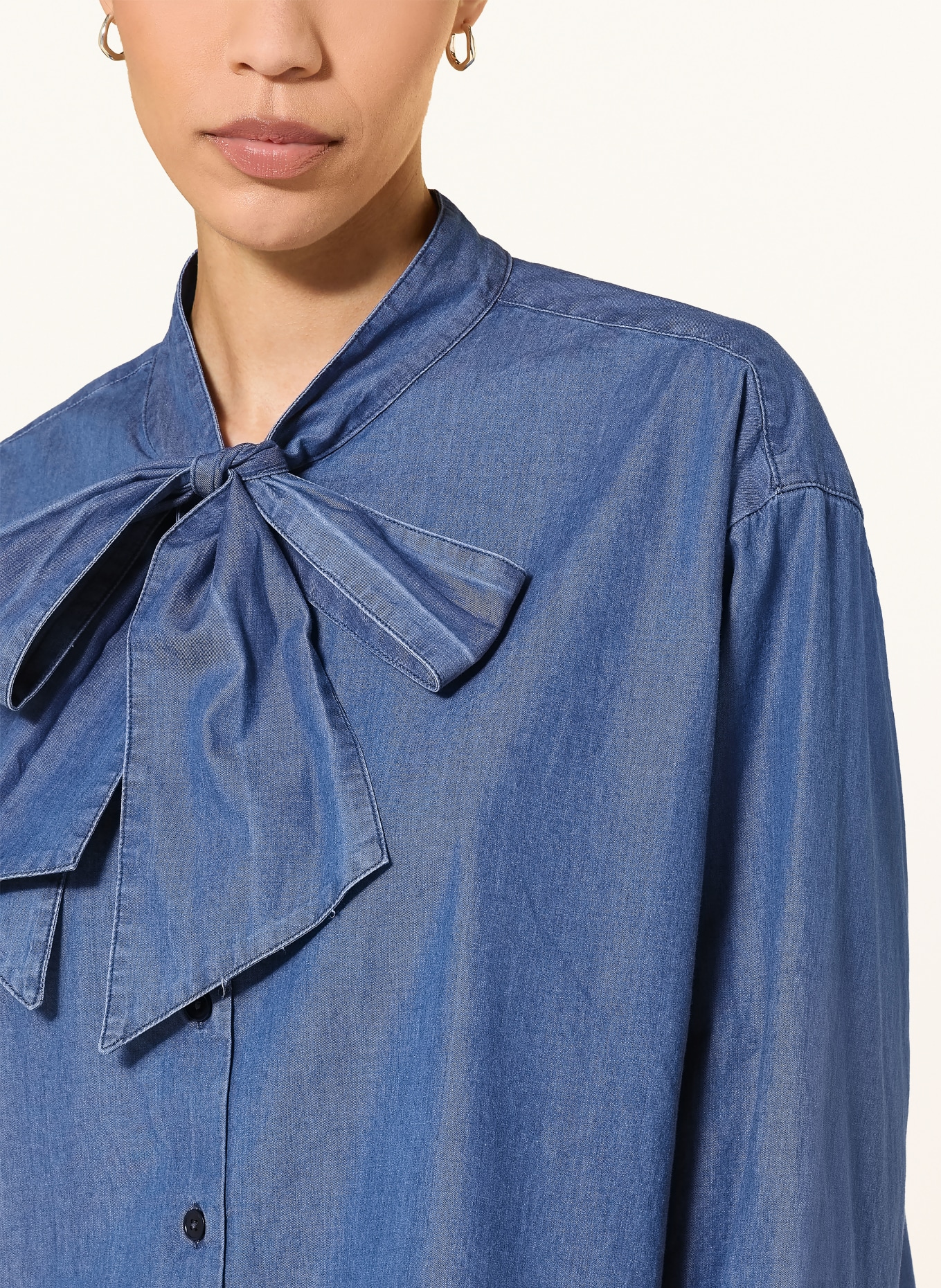 lilienfels Blouse à lavallière effet denim: BLEU