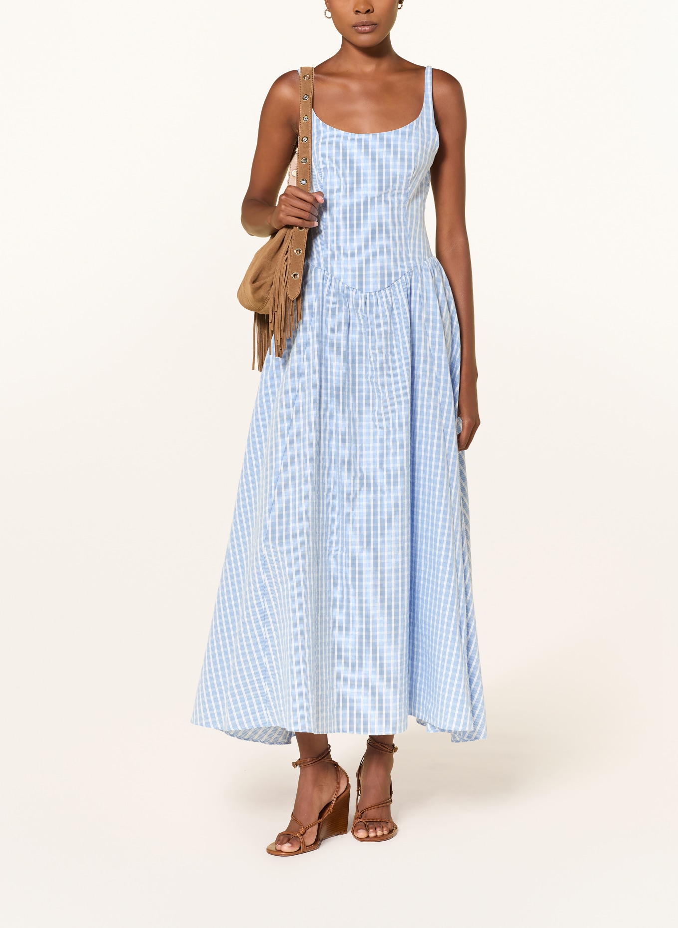 FAITHFULL THE BRAND Kleid CHIARA: HELLBLAU / WEISS