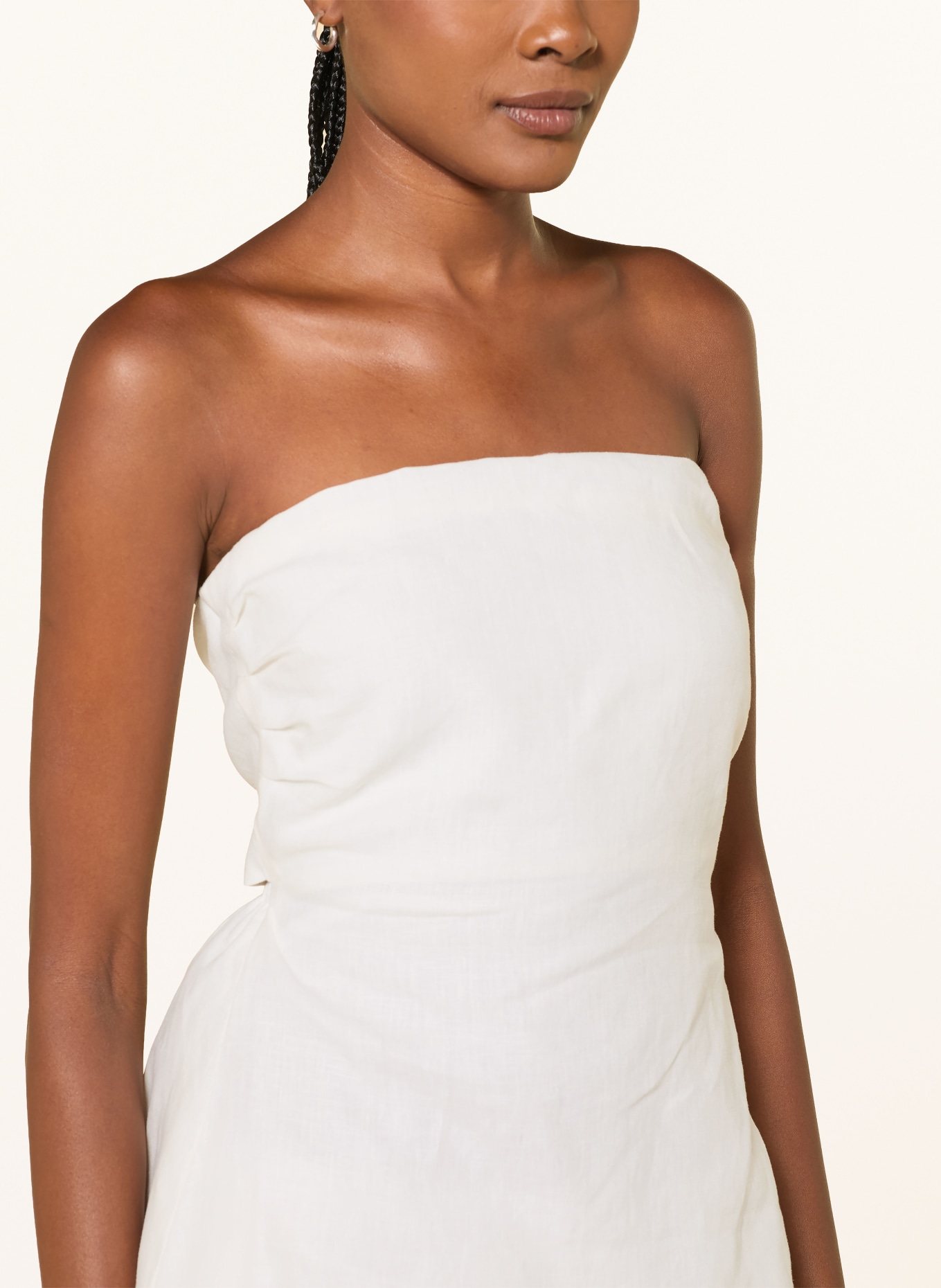 FAITHFULL THE BRAND SOLMAR Off-the-shoulder linen blouse: WHITE