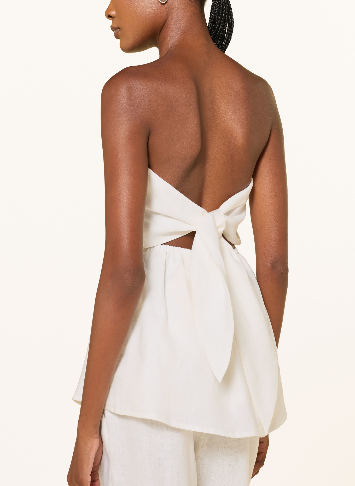 FAITHFULL THE BRAND SOLMAR Off-the-shoulder linen blouse: WHITE