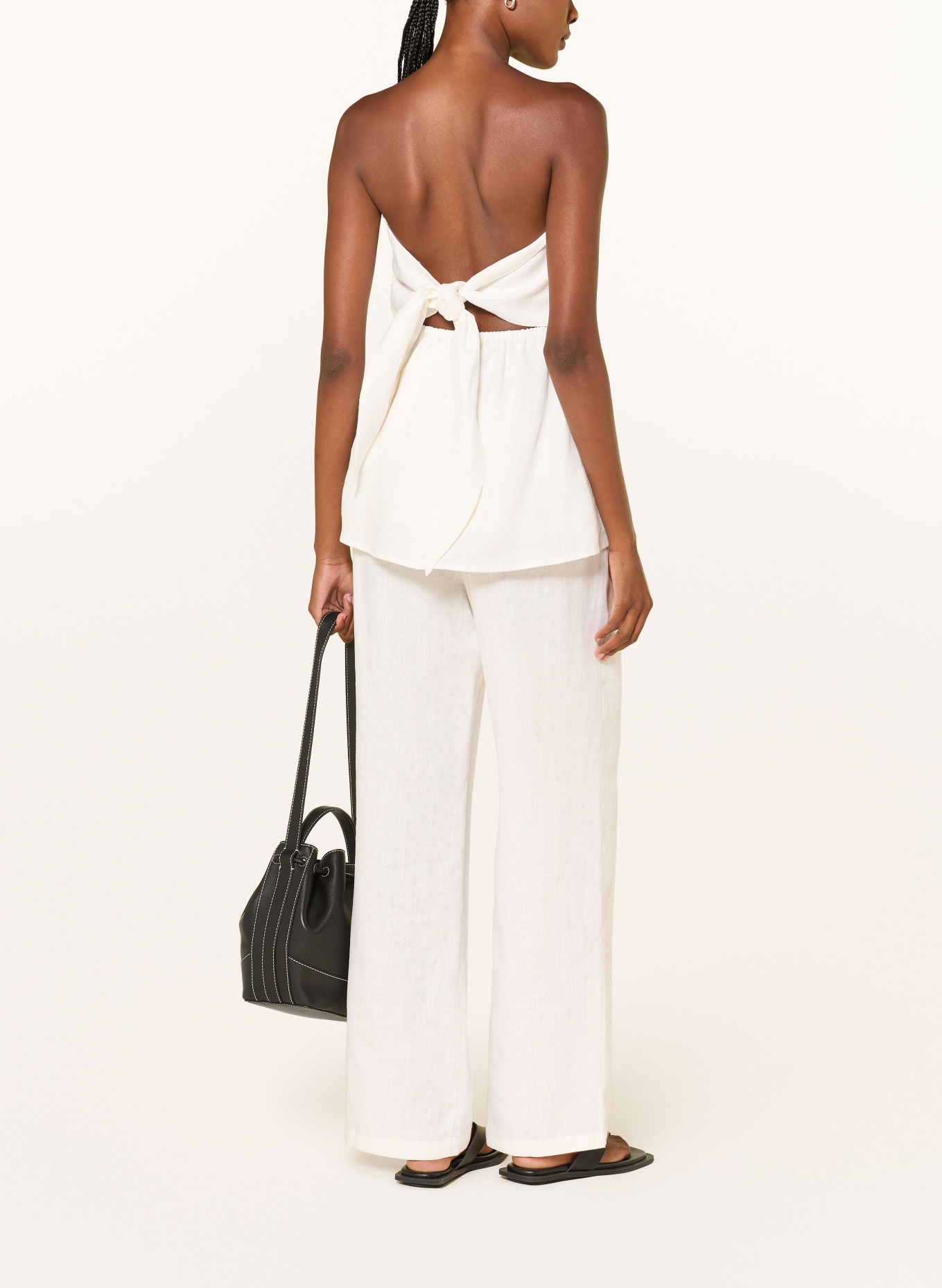 FAITHFULL THE BRAND CAPRIOLLA linen wide-leg trousers: WHITE