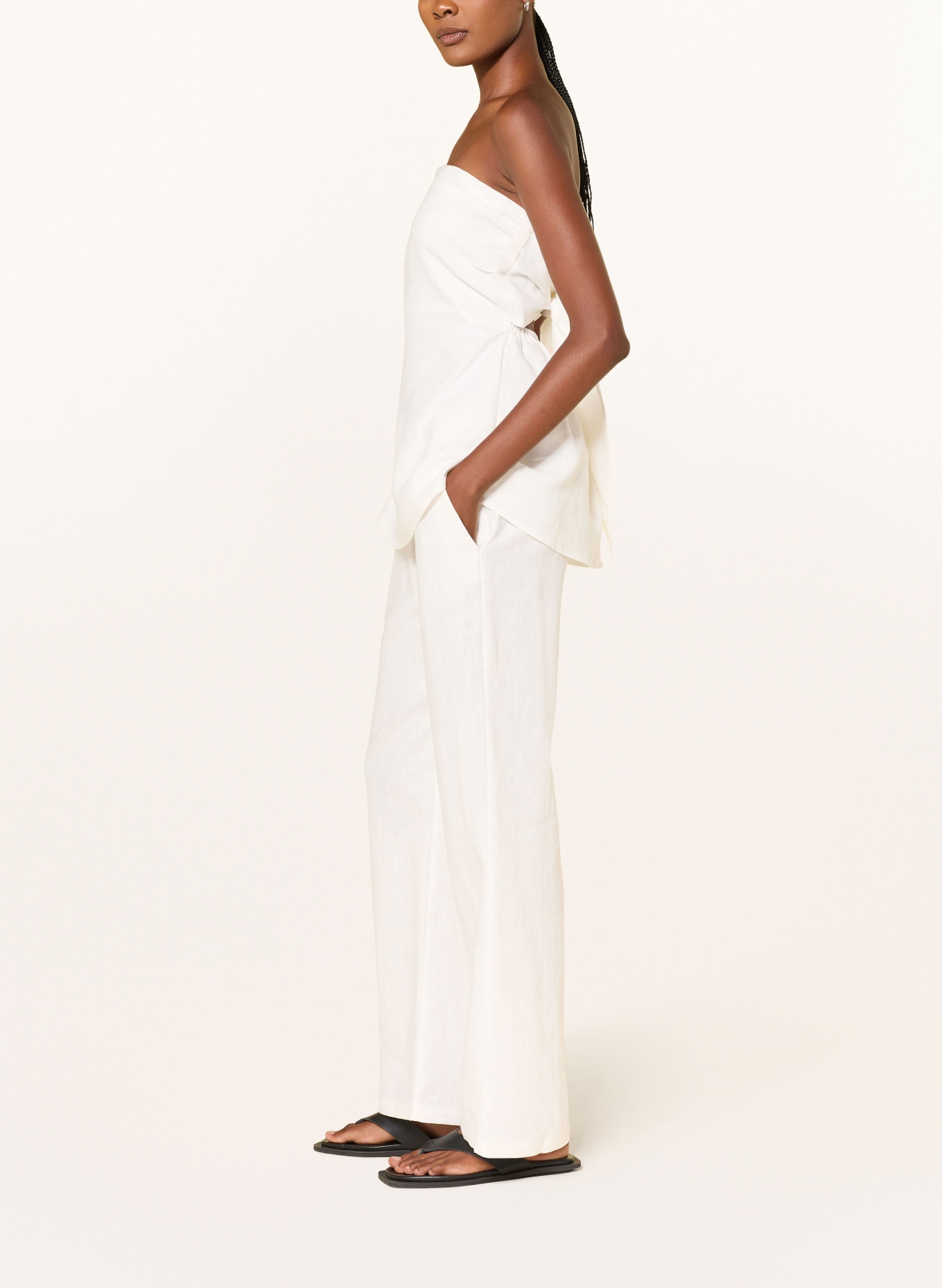 FAITHFULL THE BRAND CAPRIOLLA linen wide-leg trousers: WHITE