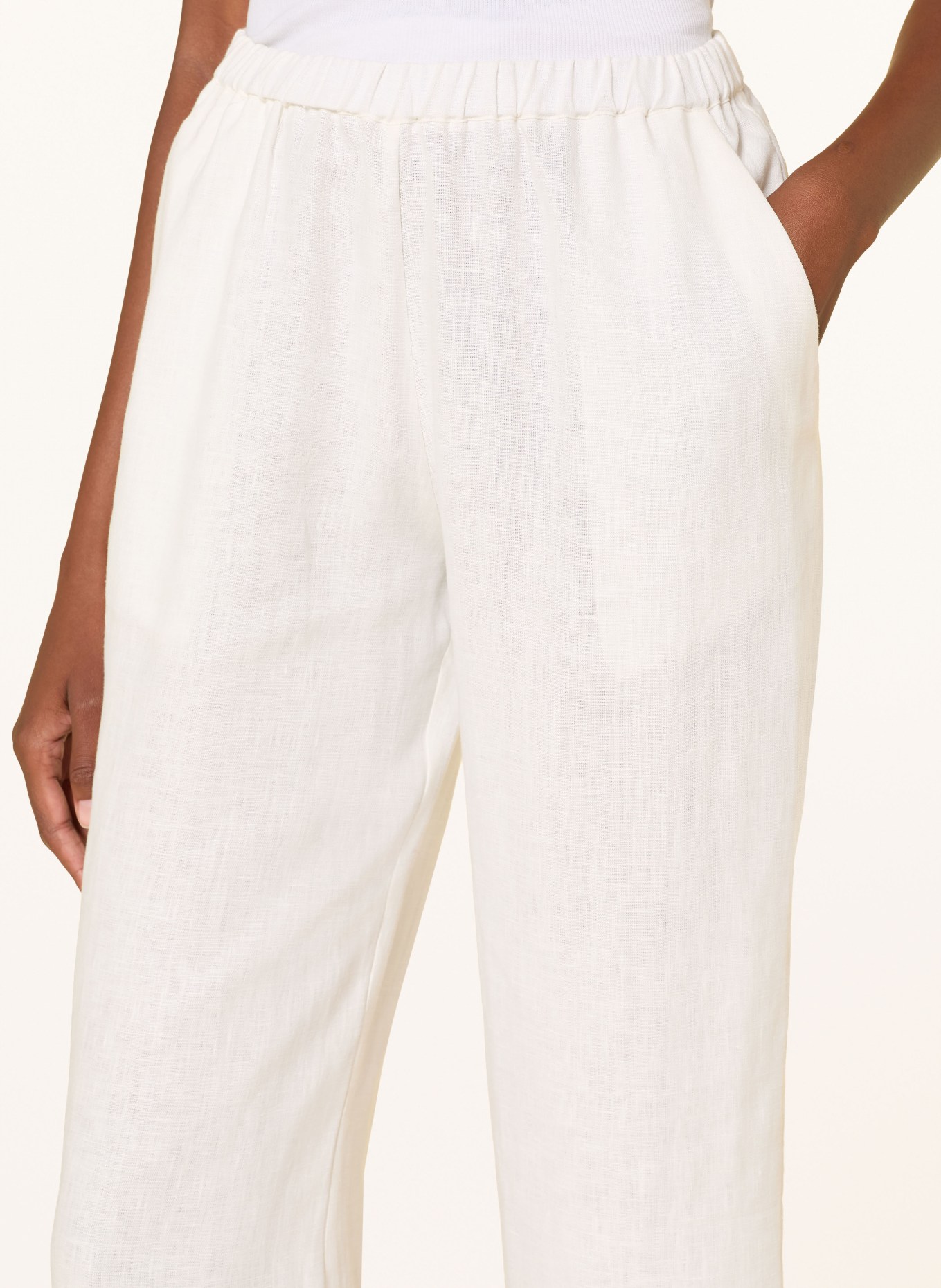 FAITHFULL THE BRAND CAPRIOLLA linen wide-leg trousers: WHITE