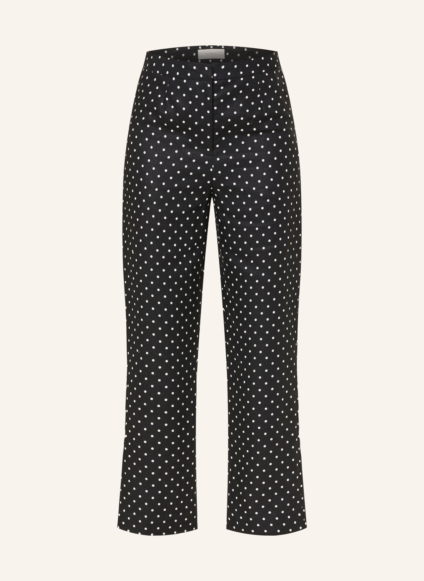 FAITHFULL THE BRAND IRIA 7/8-length linen trousers: BLACK / WHITE