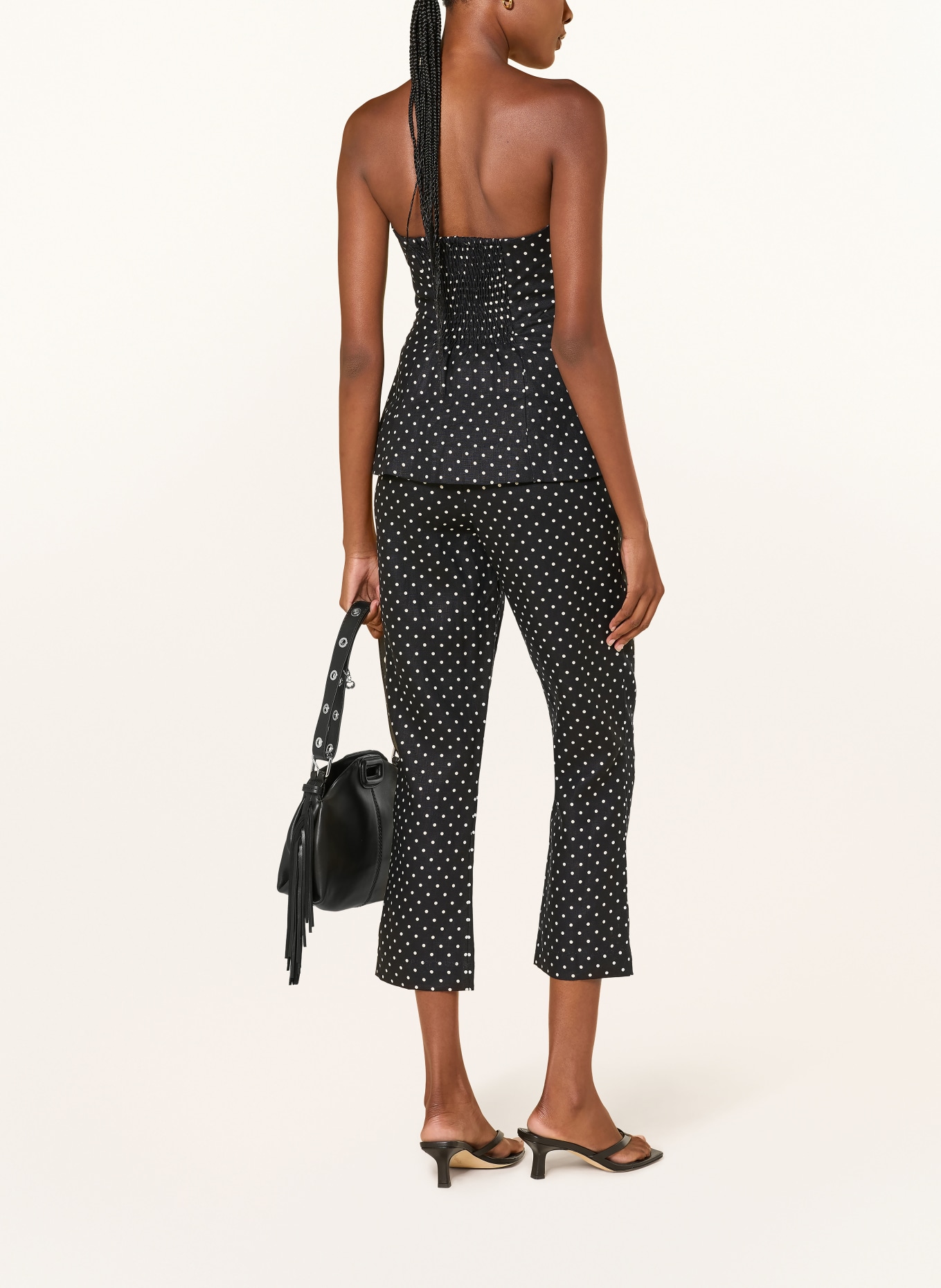 FAITHFULL THE BRAND IRIA 7/8-length linen trousers: BLACK / WHITE